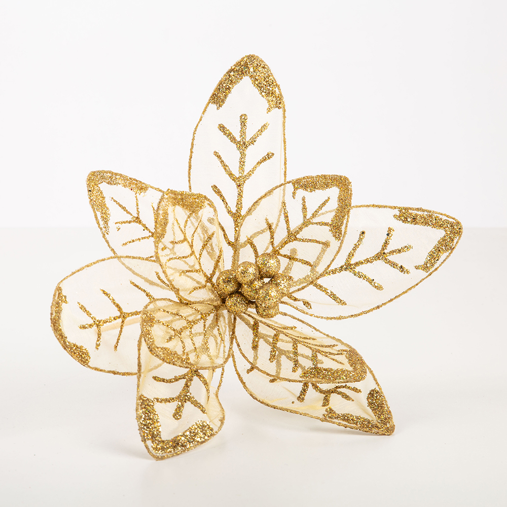 Flor decorativa dorada 30cm