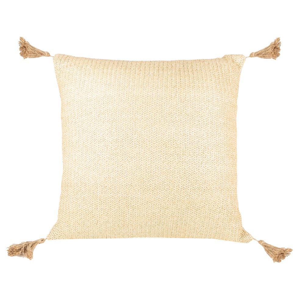 Coj&iacute;&shy;n de yute marr&oacute;n con borlas 42x42cm