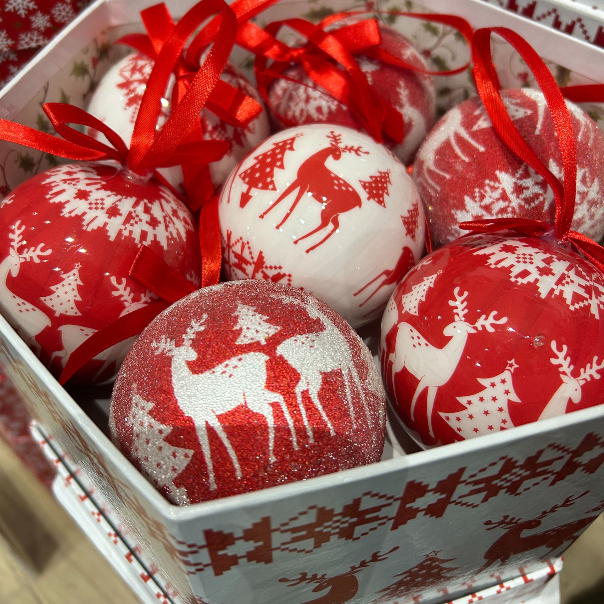 Set de 14 bolas decorativas Reno &Oslash;7,5cm