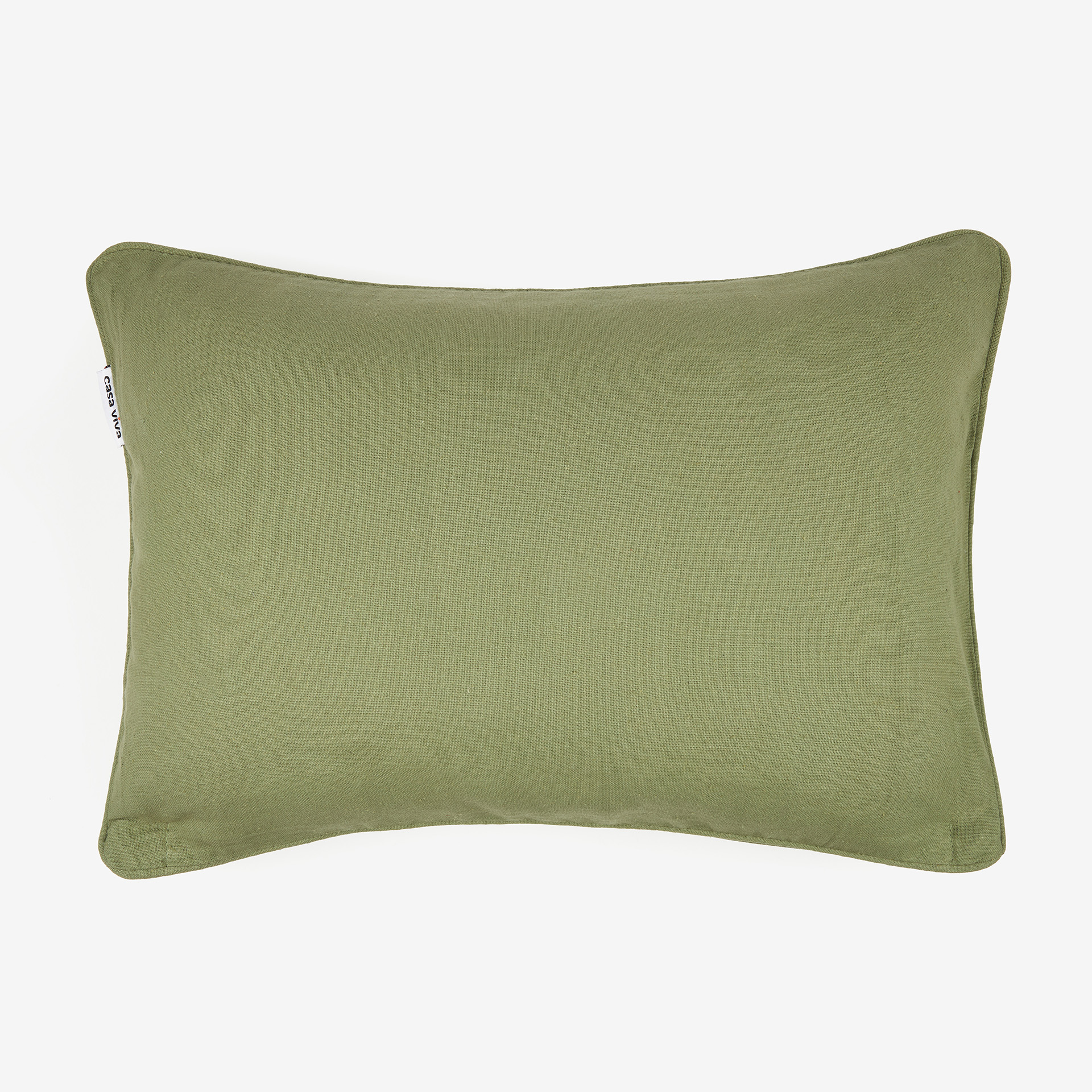 Funda de coj&iacute;n de algod&oacute;n verde ribete 30x45cm
