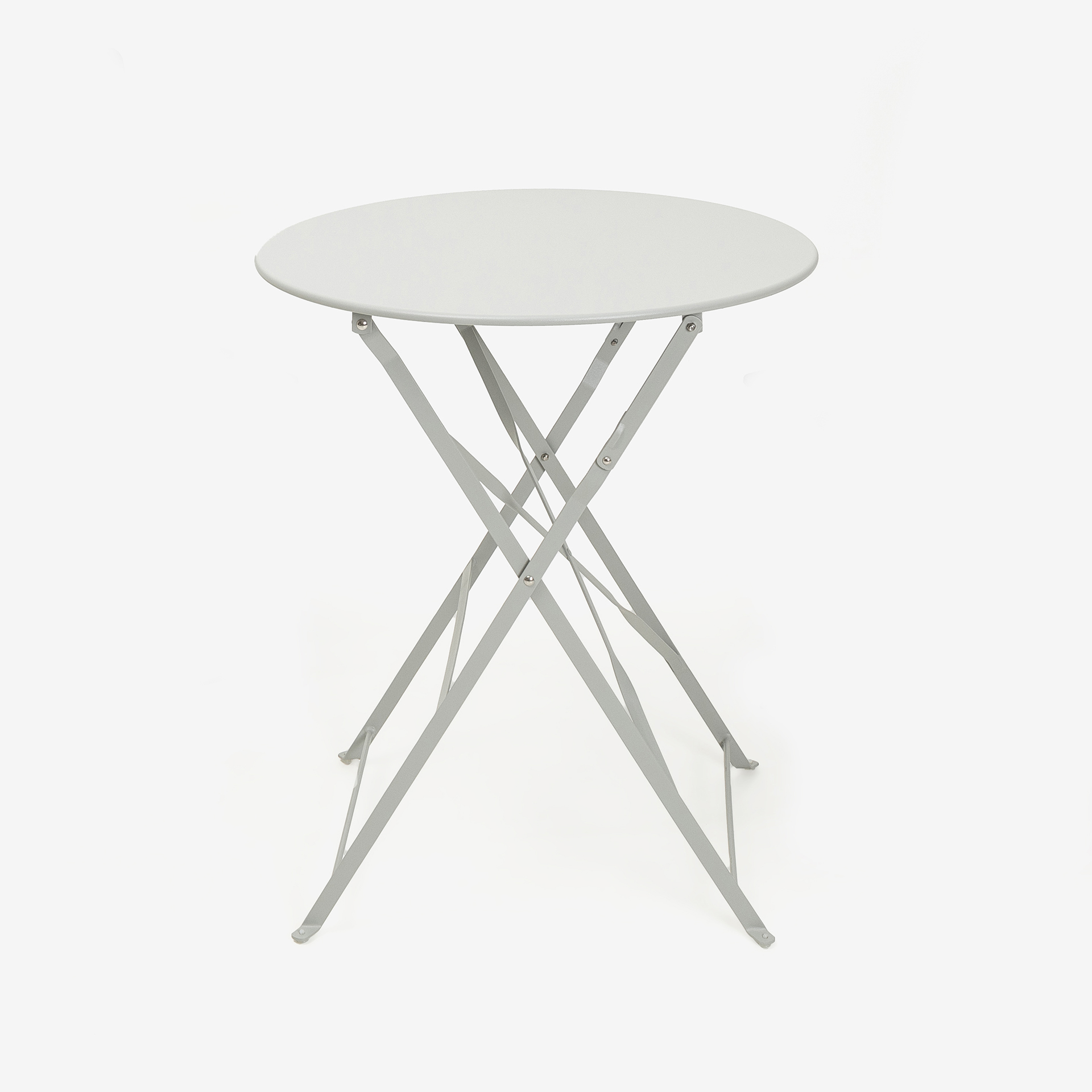 Set de jard&iacute;n plegable de mesa y 2 sillas de acero gris claro Bistro