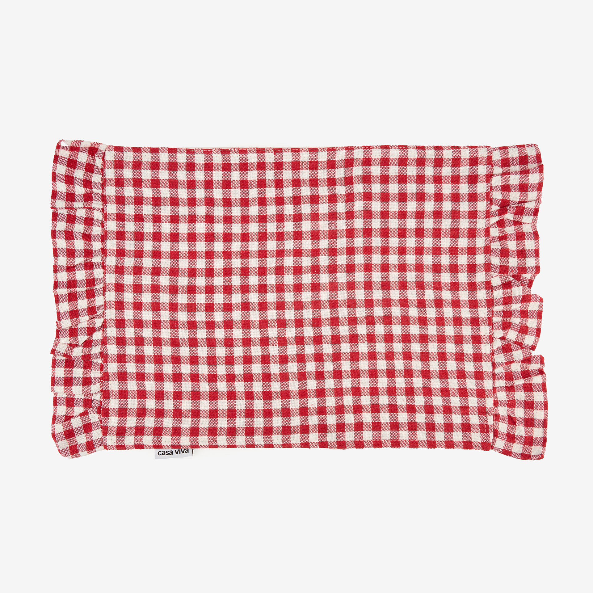 Mantel individual con volante rojo Vichy 32x45cm