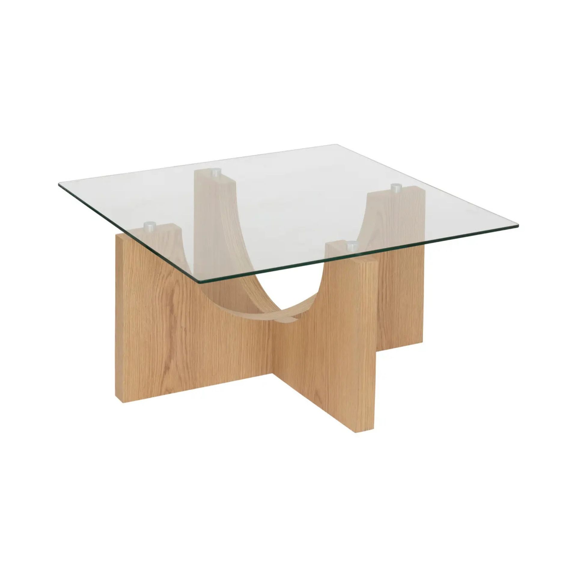 Mesa de centro de cristal y madera DM Milán 85x85x45cm