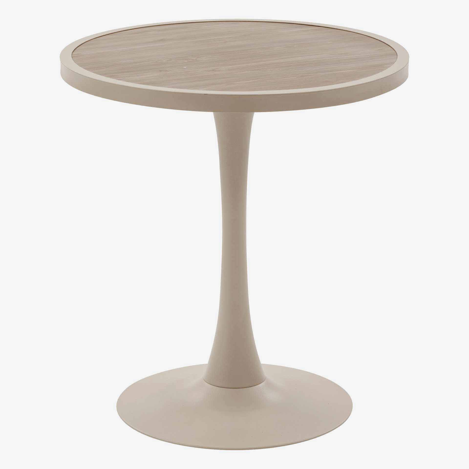 Mesa de comedor de jard&iacute;n de aluminio efecto madera lino Tulion &Oslash;70x76cm