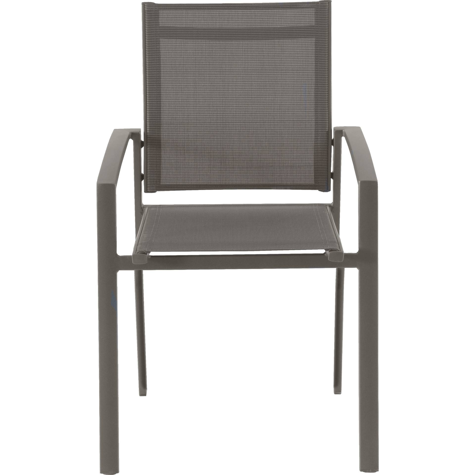 Silla de jard&iacute;n apilable de aluminio y textilene marr&oacute;n Butan 57x57cm