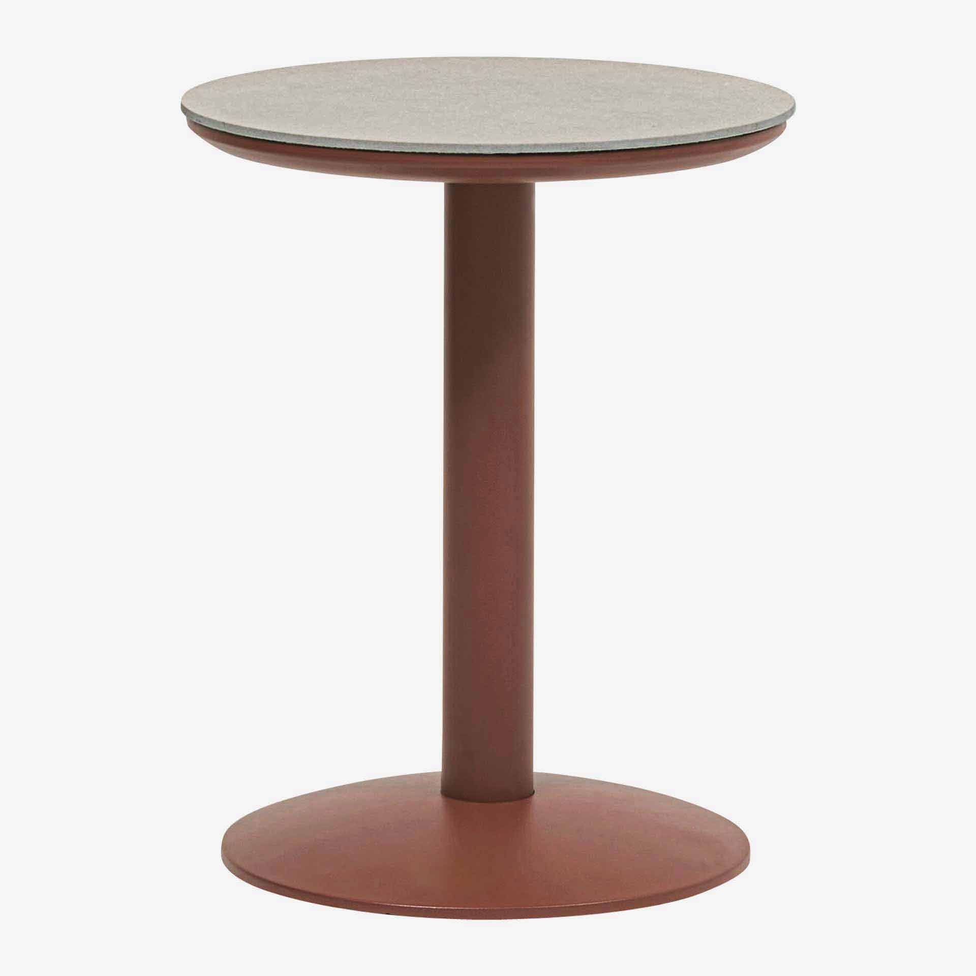 Mesa auxiliar de jard&iacute;n de acero caoba Solena &Oslash;40x50cm