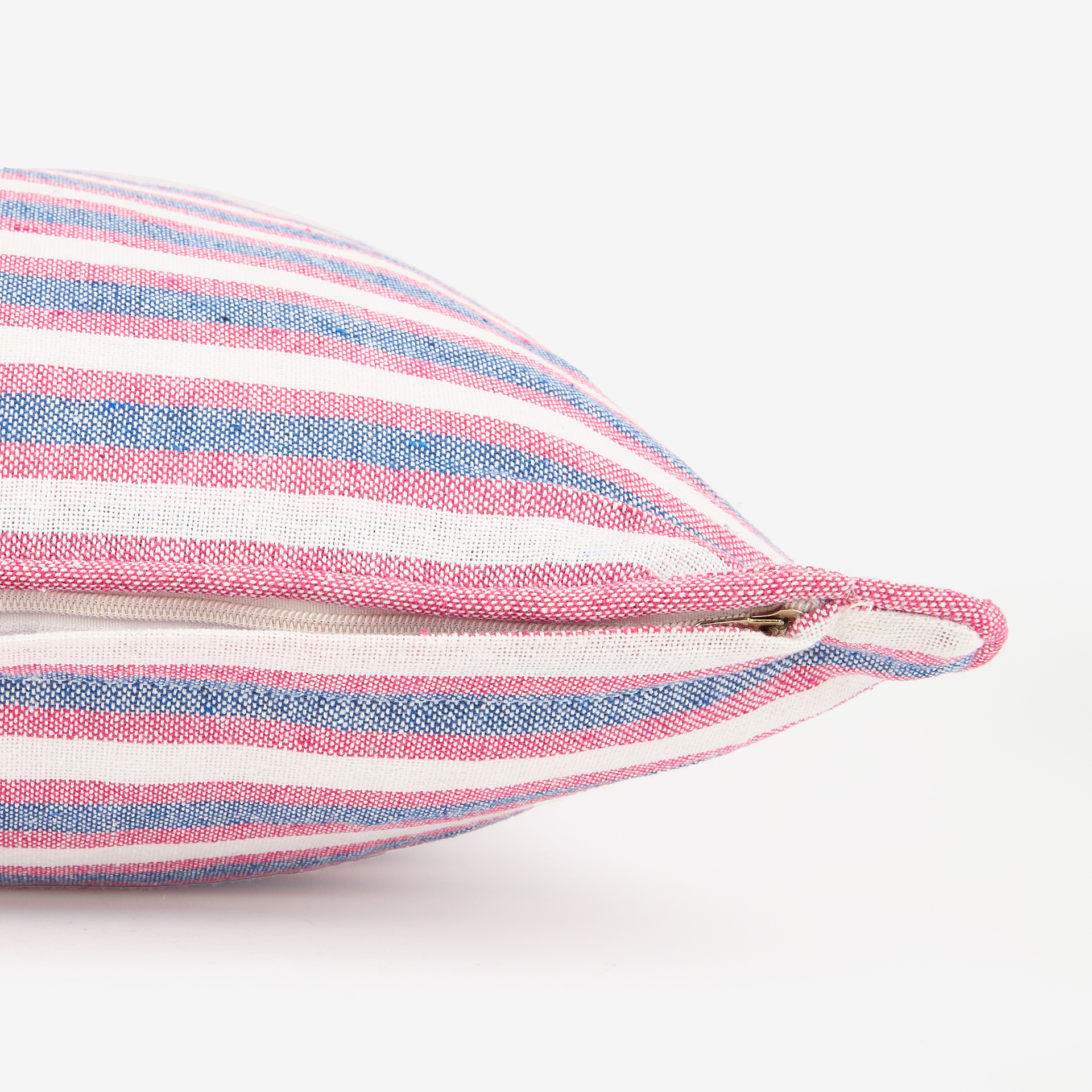 Funda de cojín de algodón rayas azules y rojas Marita 45x45cm