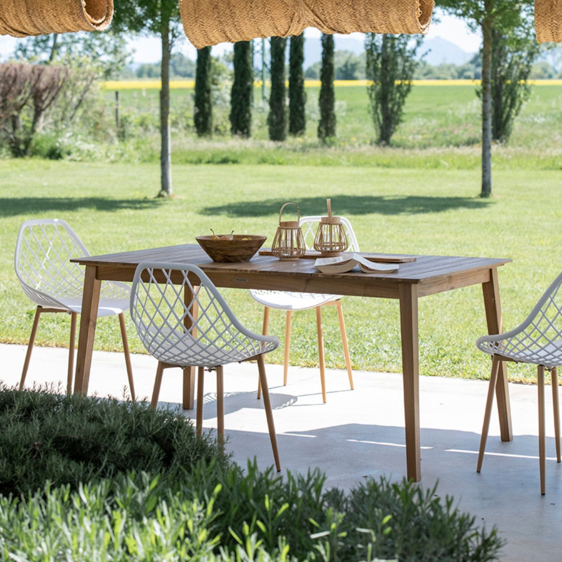 Mesa de jardín de madera de acacia Mykonos 160x90x75cm