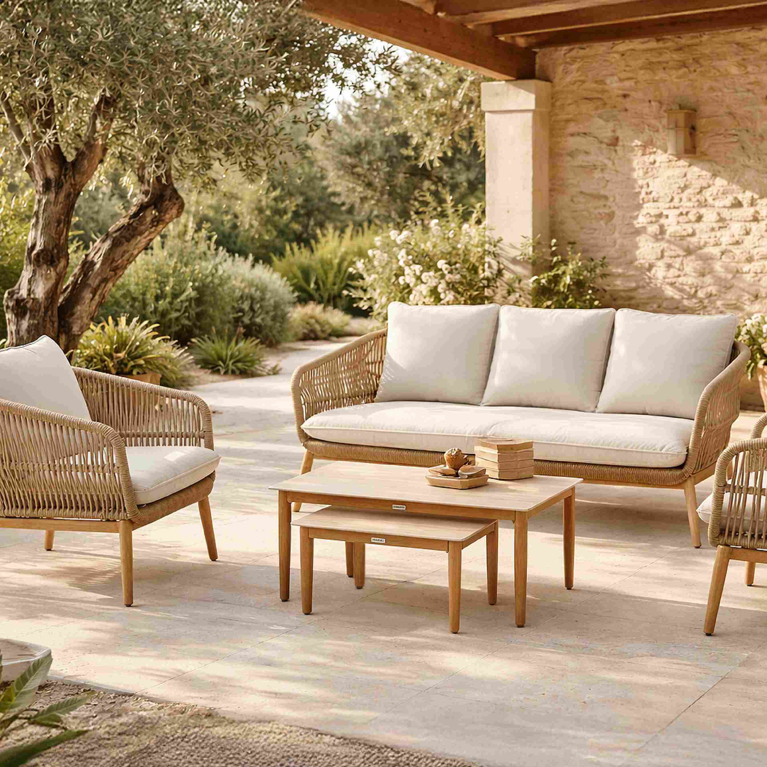 Conjunto de jard&iacute;n para 5 personas de acero topo Bano Nerik