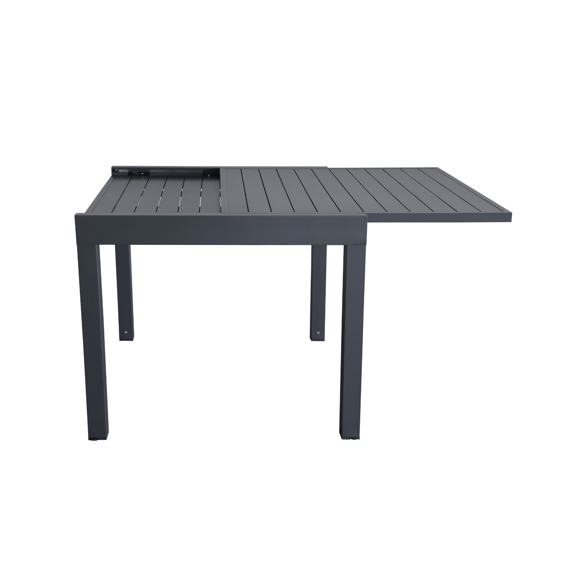 Mesa de jardín extensible de aluminio gris Nijar 90/180x90x76cm