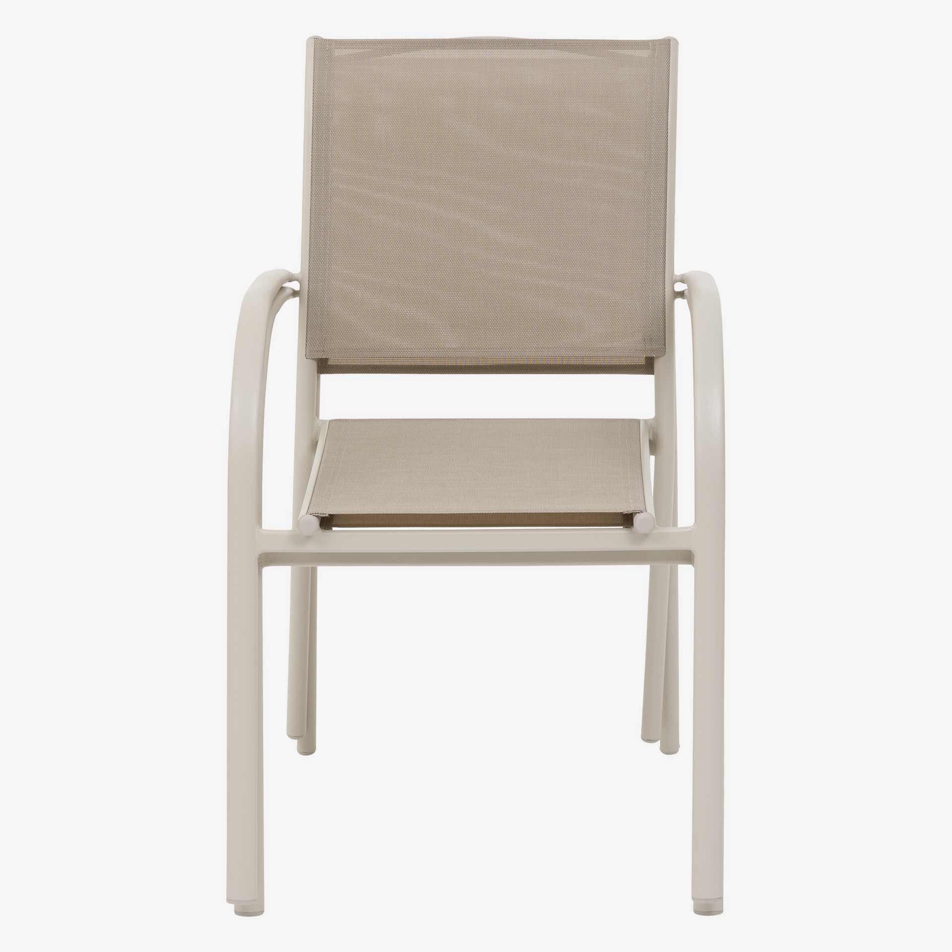 Silla de jard&iacute;n apilable de aluminio crema Piazor 56x65x88cm