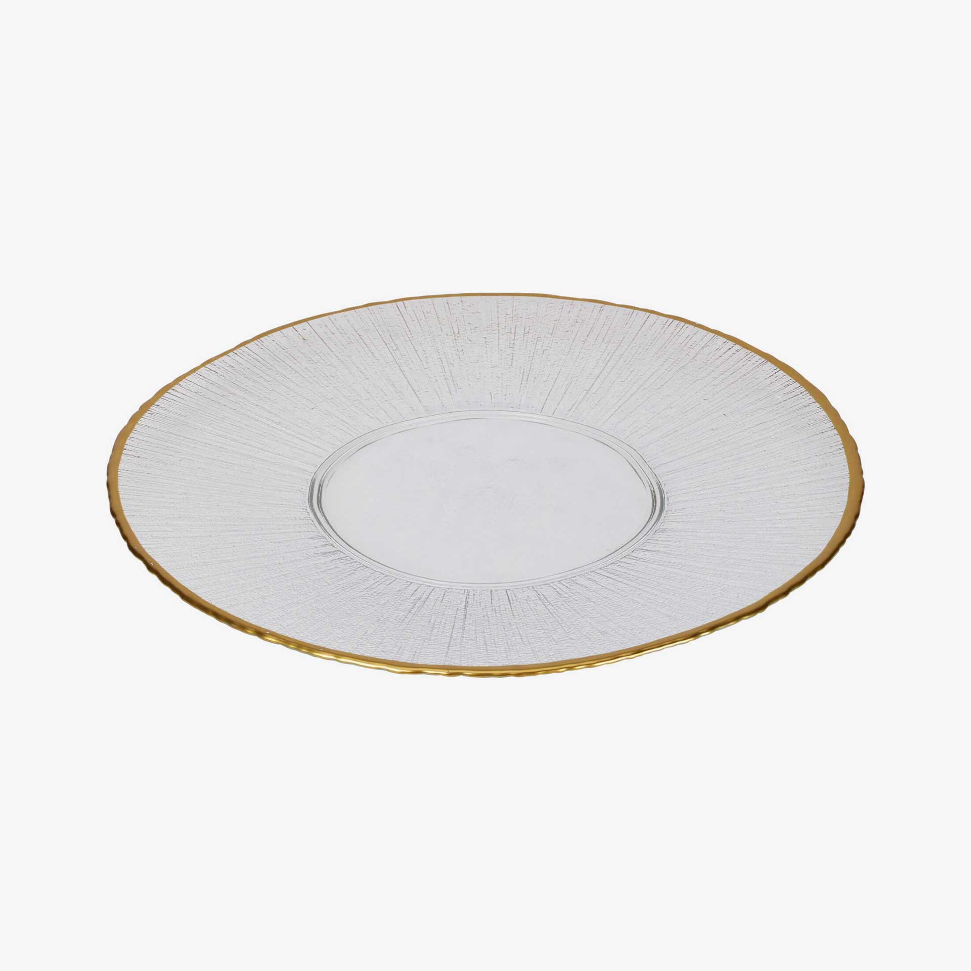 Plato llano de vidrio con filo dorado Lumiere 31cm