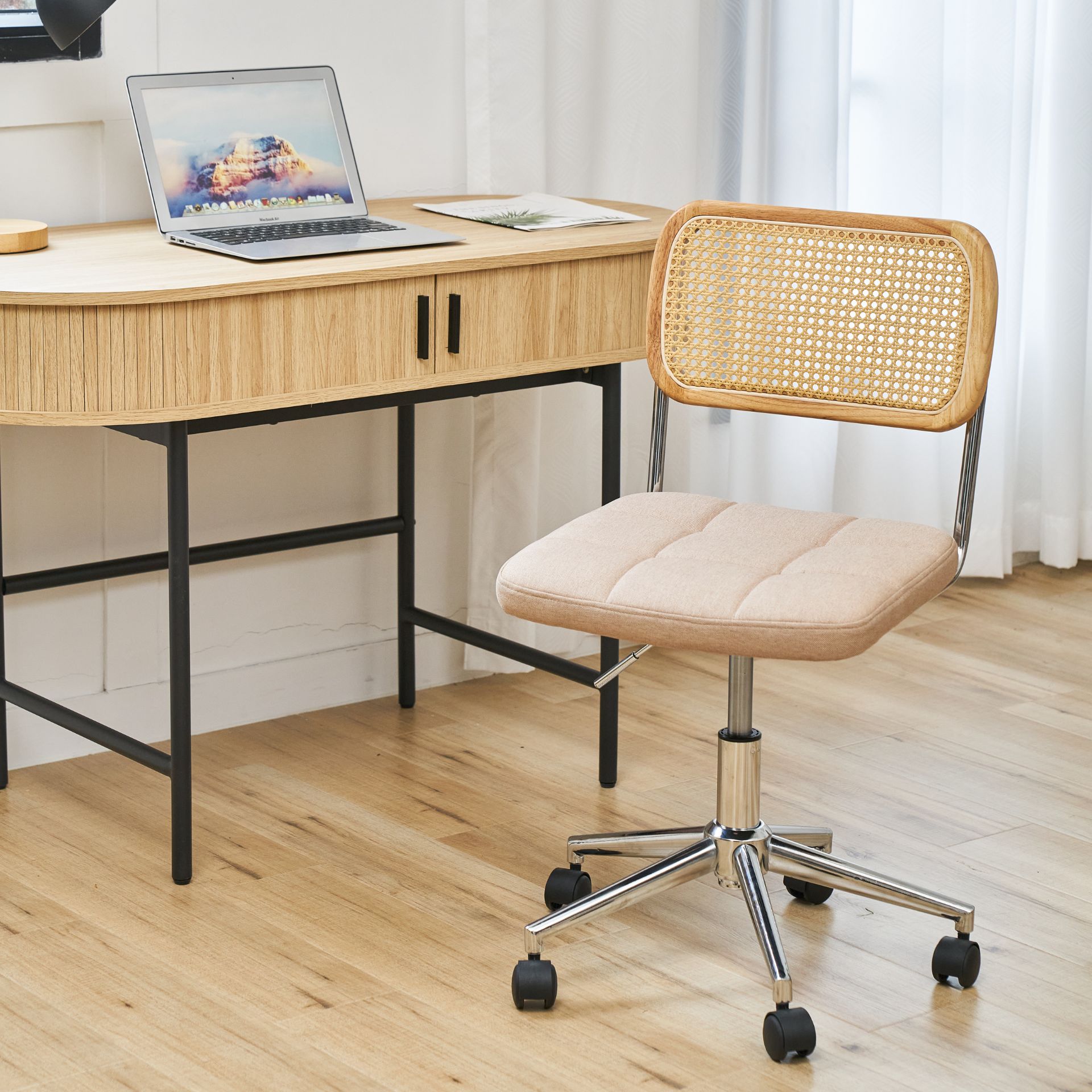 Silla de oficina beige Midano 55x75x41cm