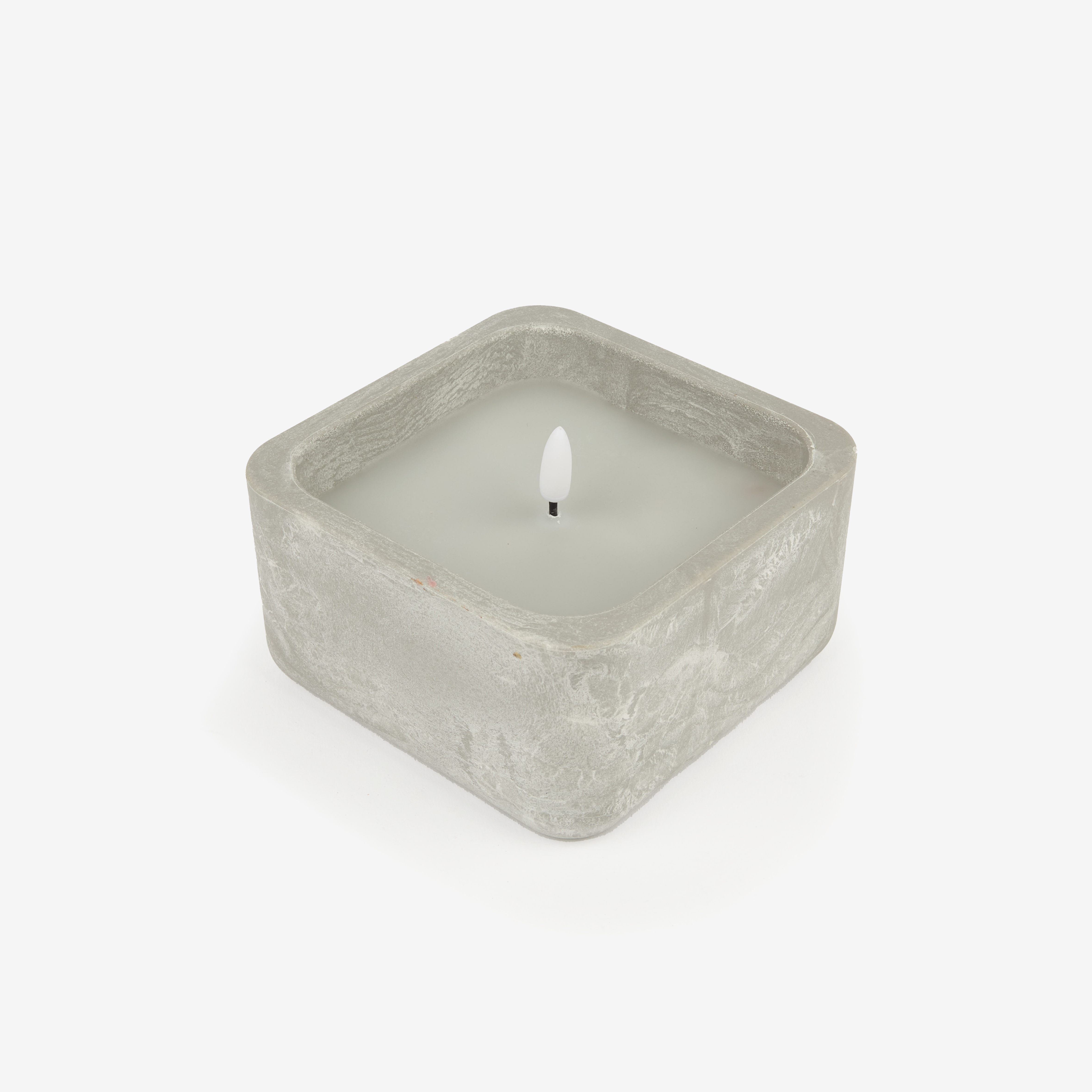 Vela LED en tarro de hormigón gris 13x13x7cm