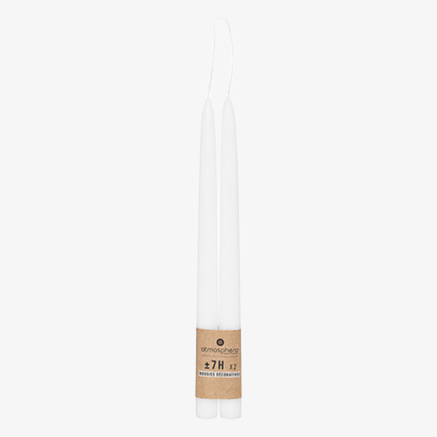 Set de 2 velas cancelabro blancas 30cm