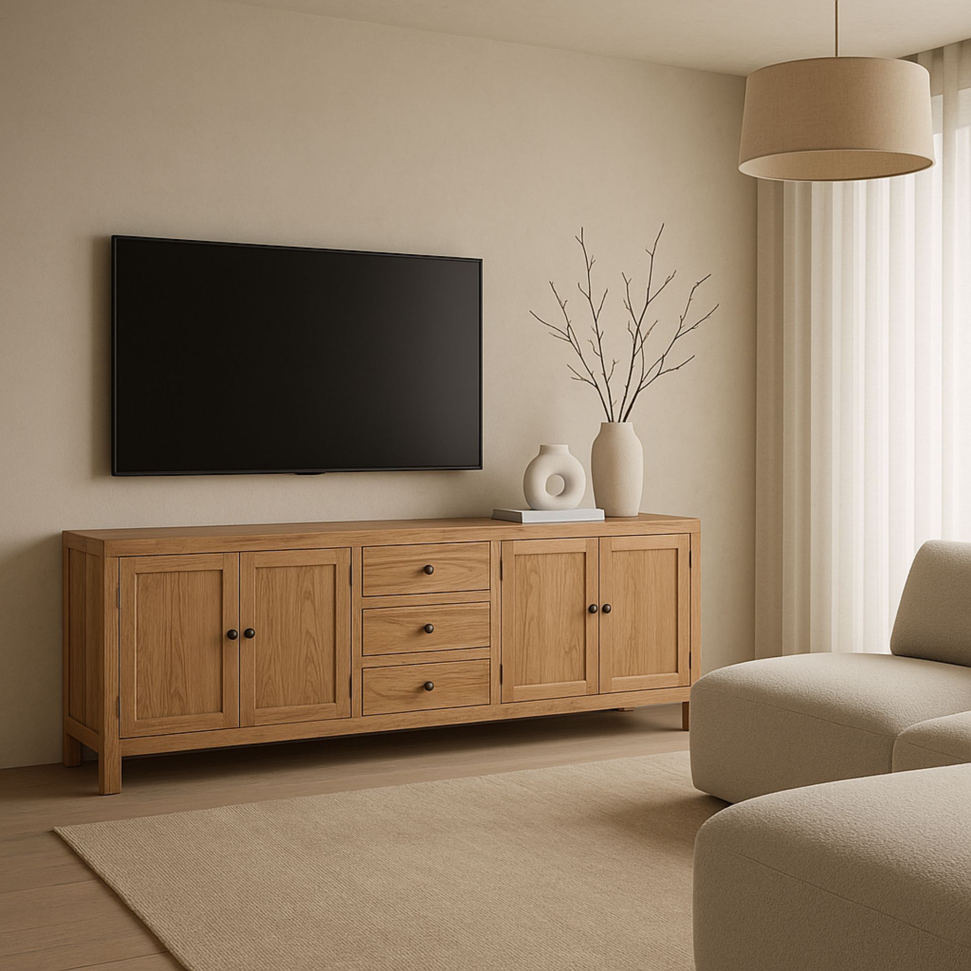 Aparador de madera de olmo reciclada N&aacute;poles 200x45x85cm