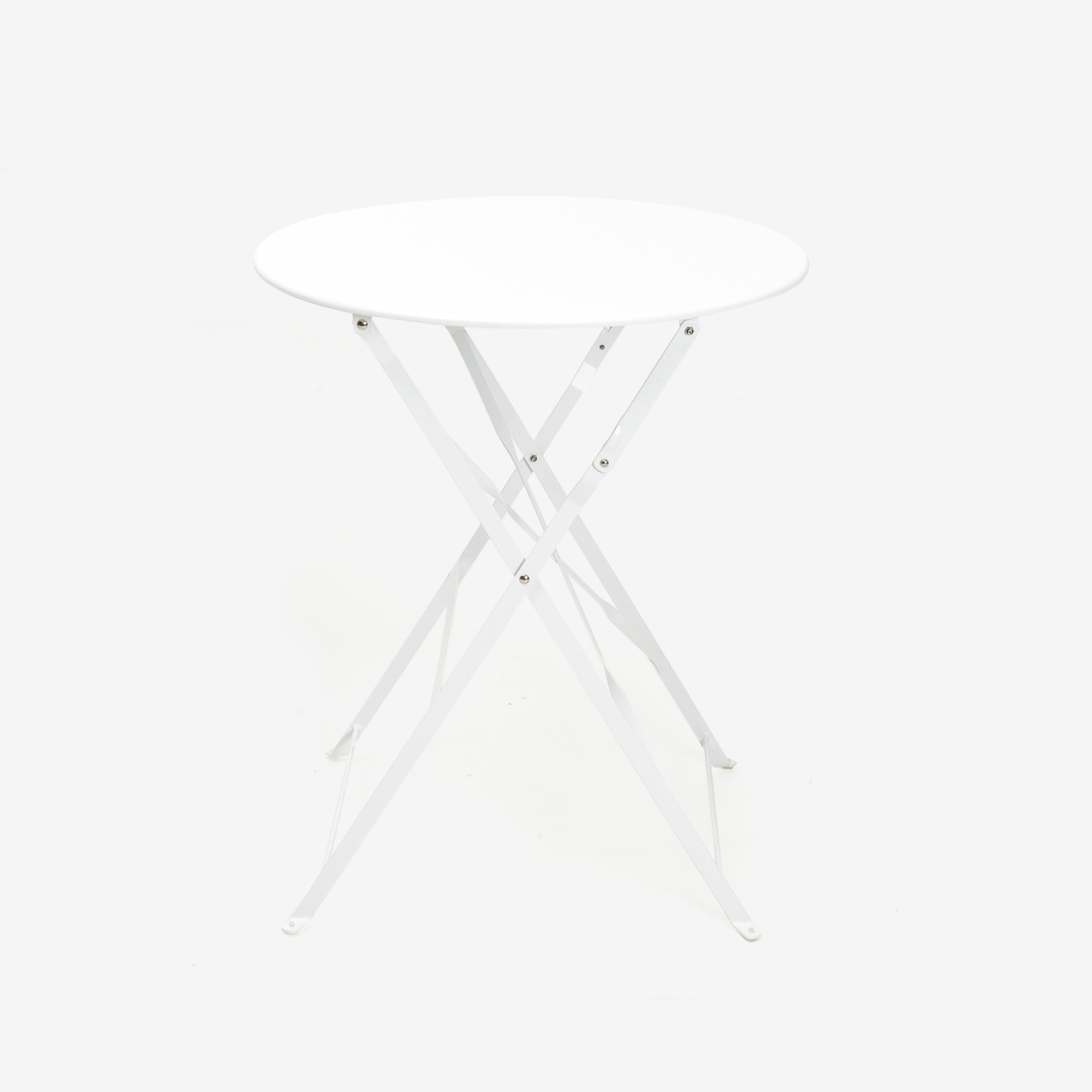 Set de jard&iacute;n plegable de mesa y 2 sillas de acero blanco Bistro