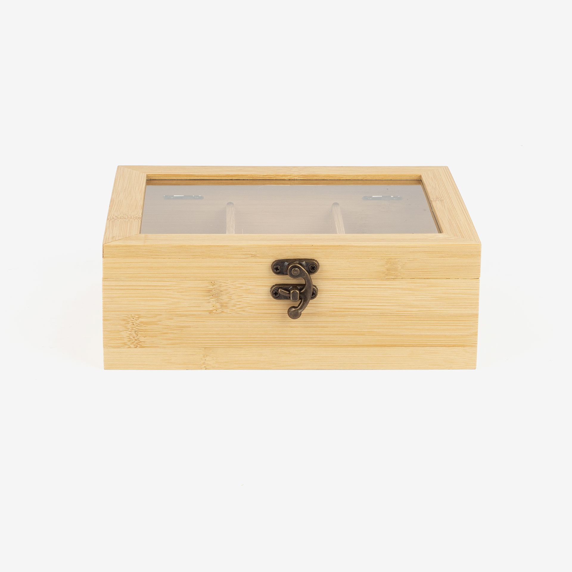 Caja de t&eacute; de bamb&uacute; con 6 compartimentos 21x16cm
