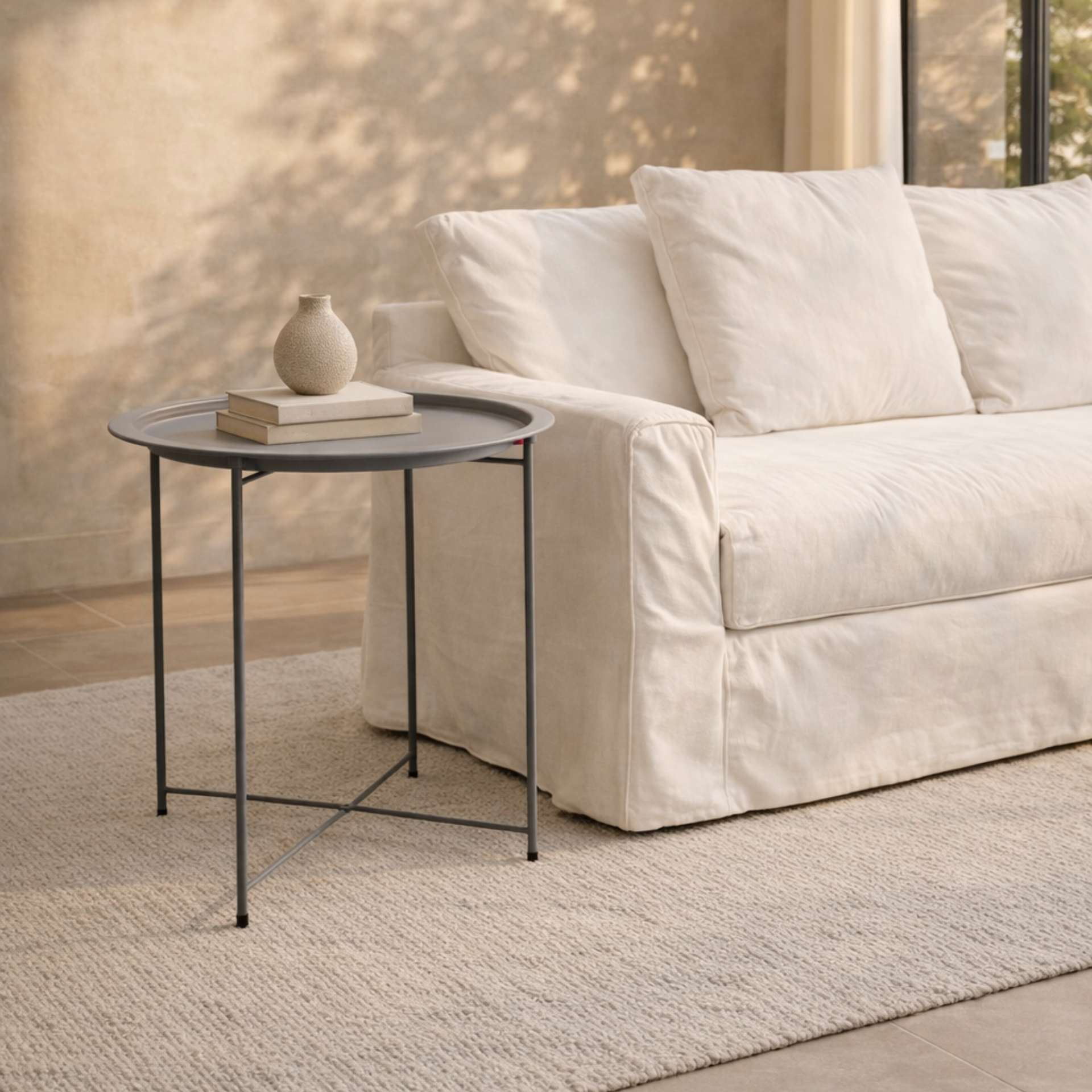 Mesa auxiliar de acero gris Nora &Oslash;47x50cm