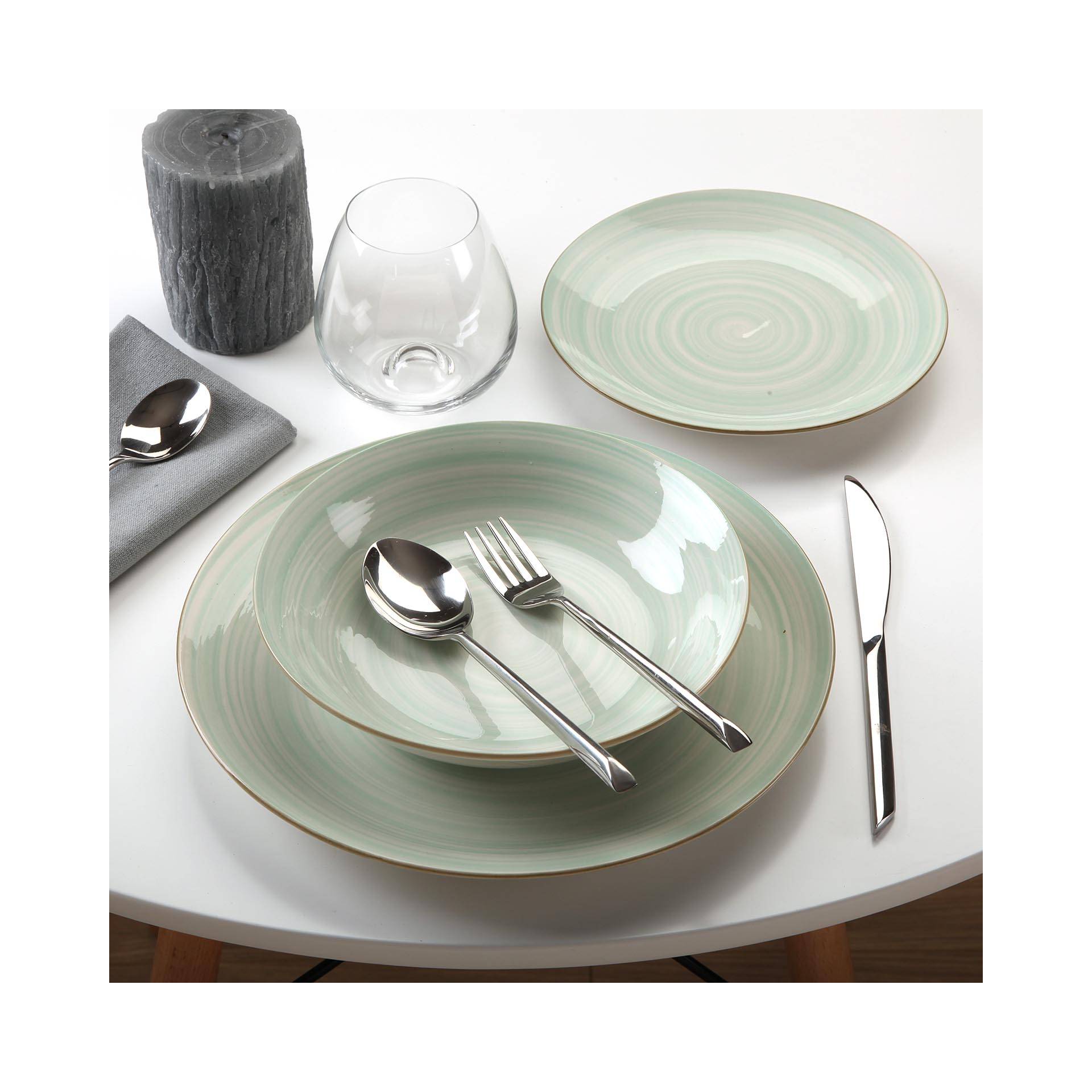 Vajilla de porcelana de 18 piezas verde Alaia
