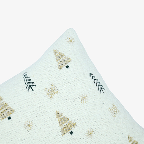 Funda de coj&iacute;n blanca con &aacute;rboles de Navidad Snowy 45x45cm