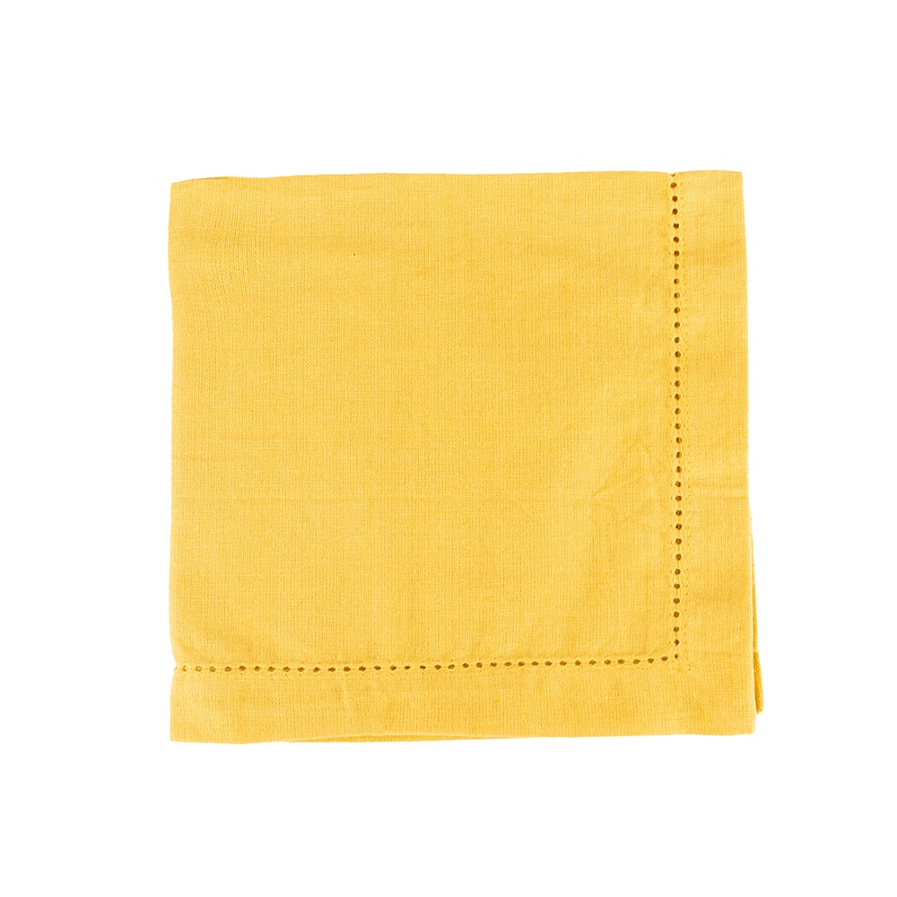 Set de 4 servilletas de algod&oacute;n ocre Chambray 40x40cm