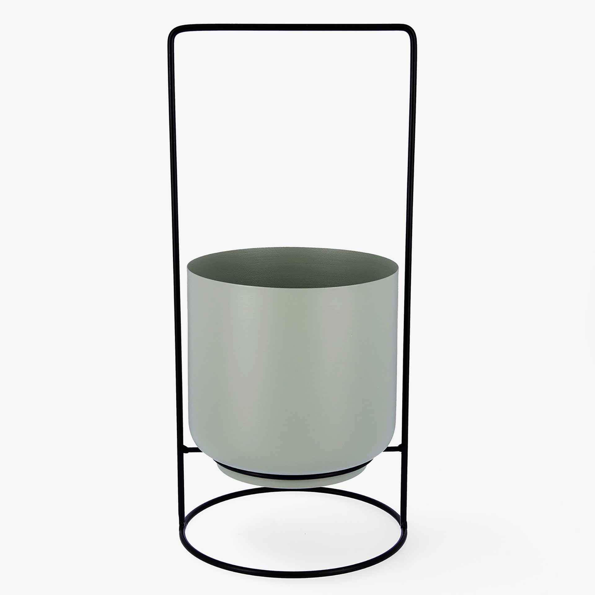 Macetero verde con soporte de acero pintado Gus Ø18x39cm
