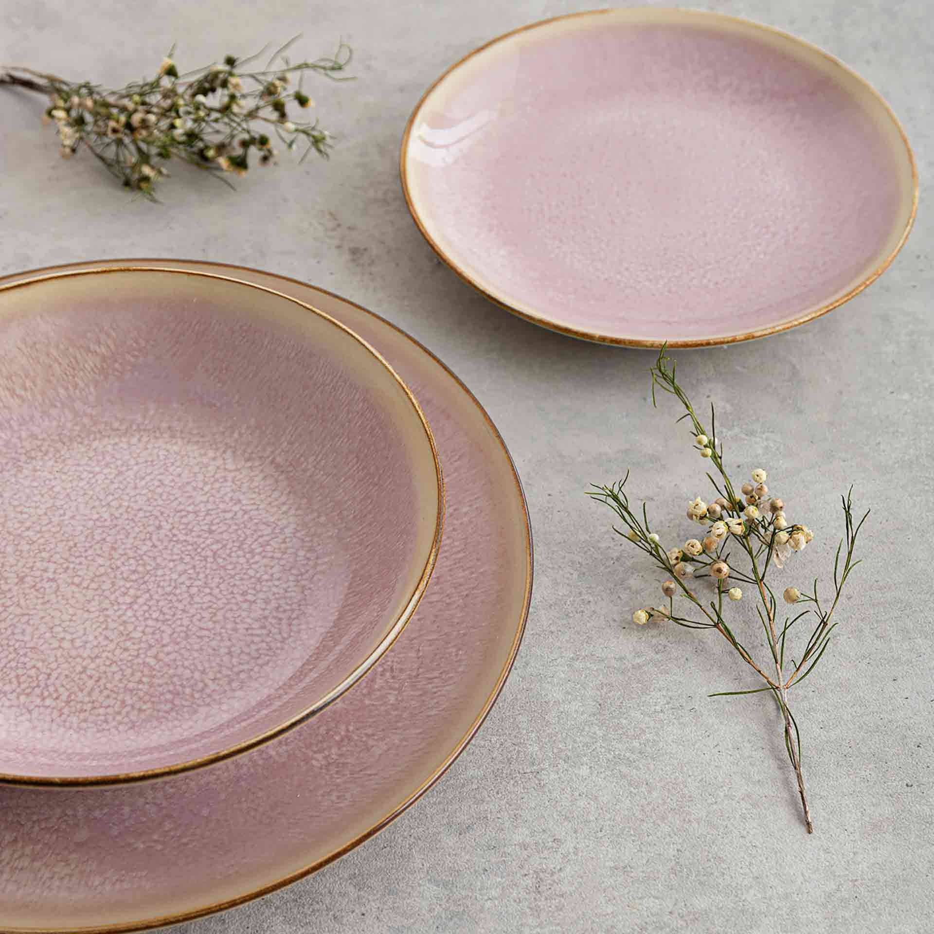 Vajilla de 12 piezas de porcelana rosa Blush