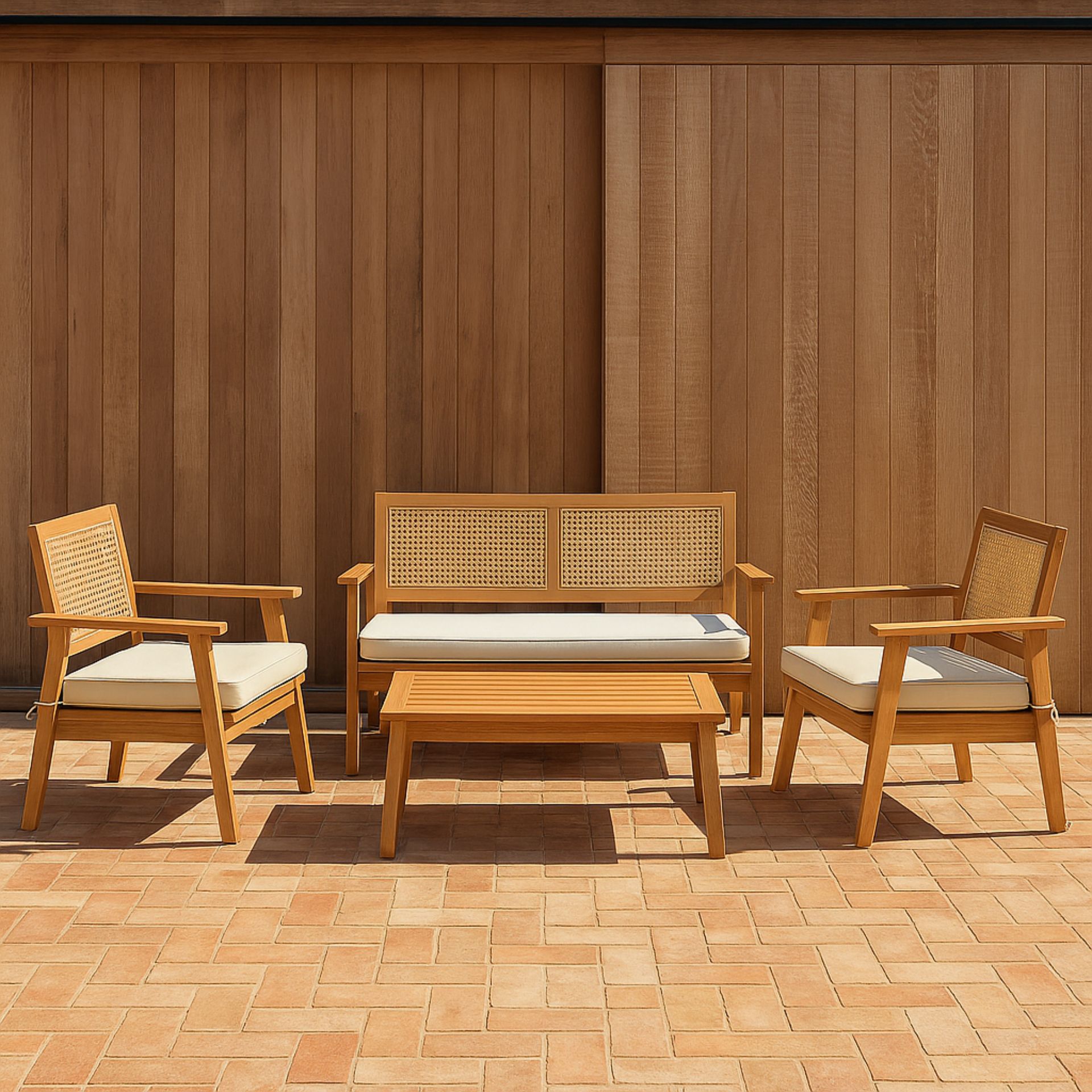 Set de jardín de 4 piezas de madera de acacia Corfu