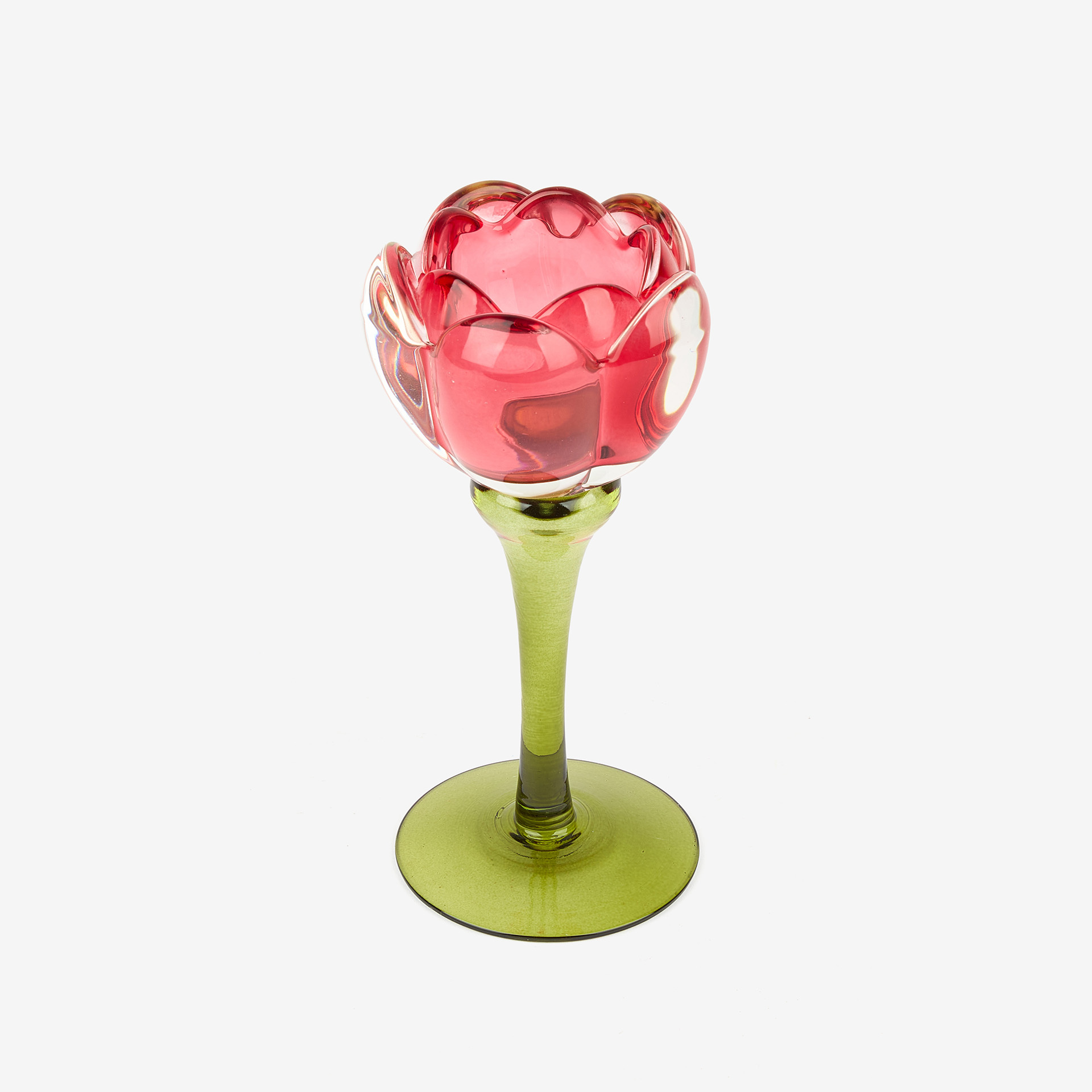 Portavelas copa flor roja Bloom &Oslash;8x18cm