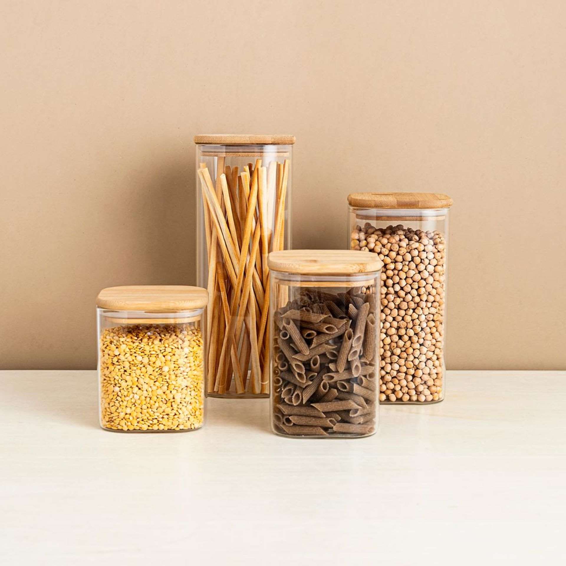 Tarro de cristal con tapa de bamb&uacute; Brila 2L