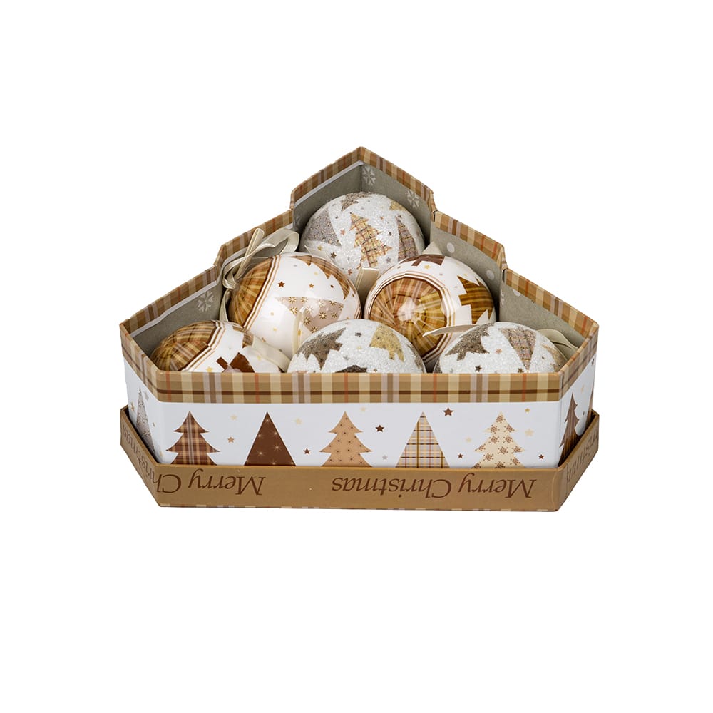 Set de 6 bolas decorativas doradas Árboles 7,5cm