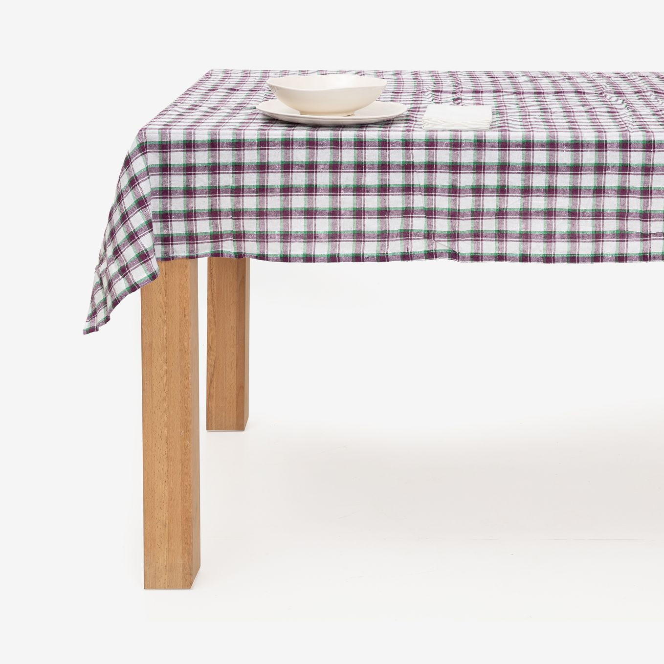 Mantel de algod&oacute;n con estampado de cuadros 150x200cm