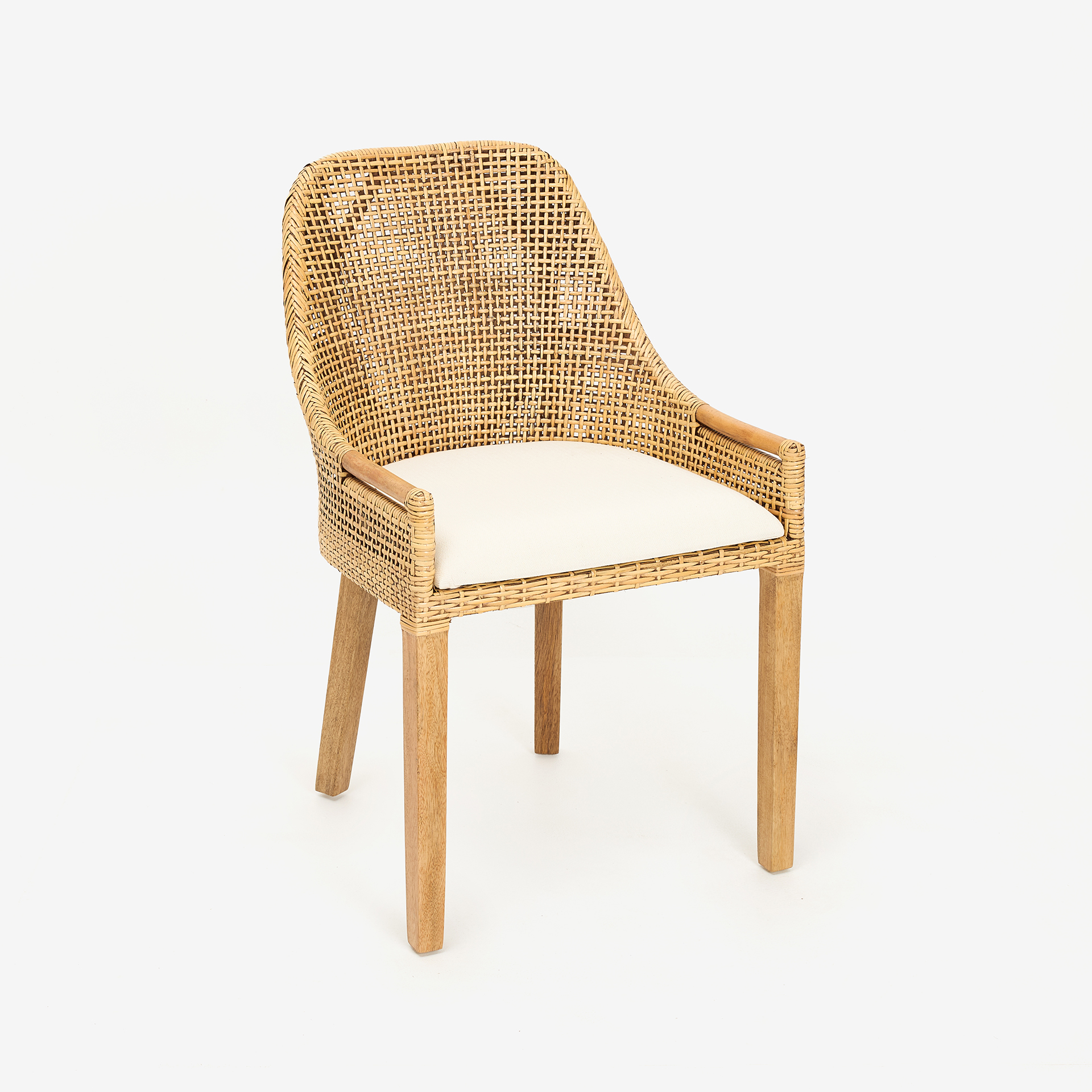 Silla de comedor de madera de mango y ratán Samos 53x56x88cm