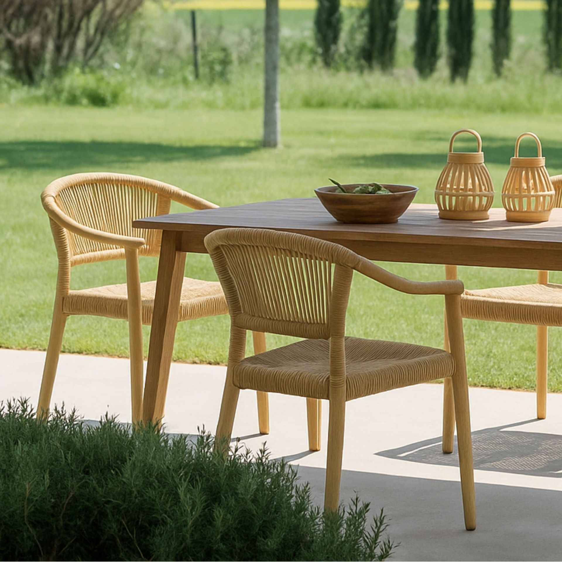 Silla de jard&iacute;n de aluminio y rat&aacute;n sint&eacute;tico Florida 56x60x78cm