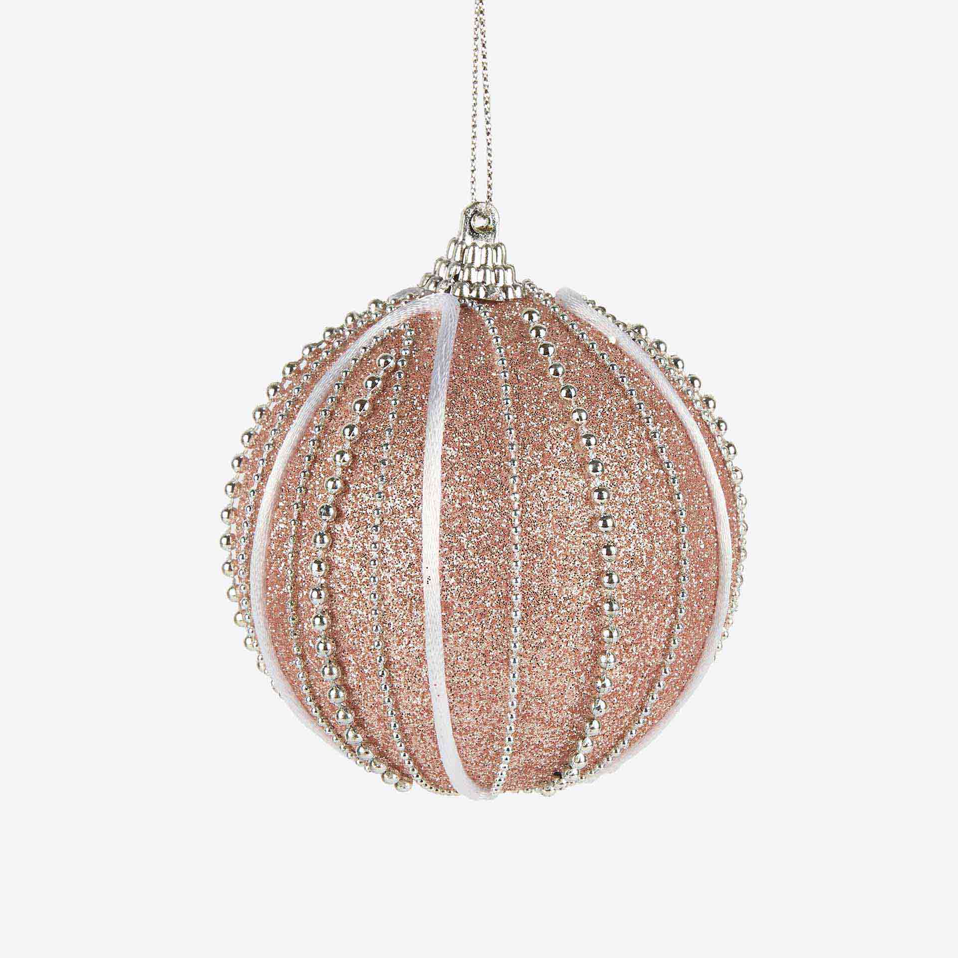 Set de 12 bolas decorativas purpurina nude Ø8cm