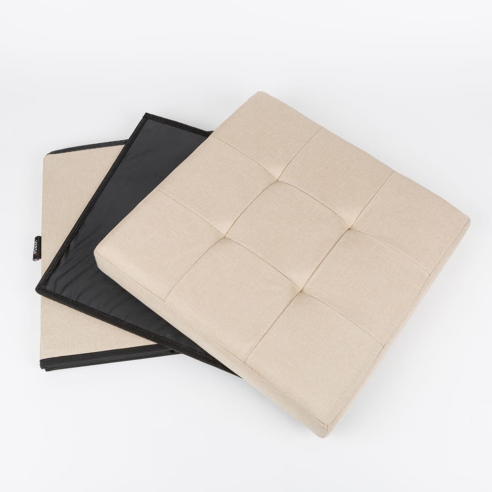 Puf con almacenaje beige 38x38cm