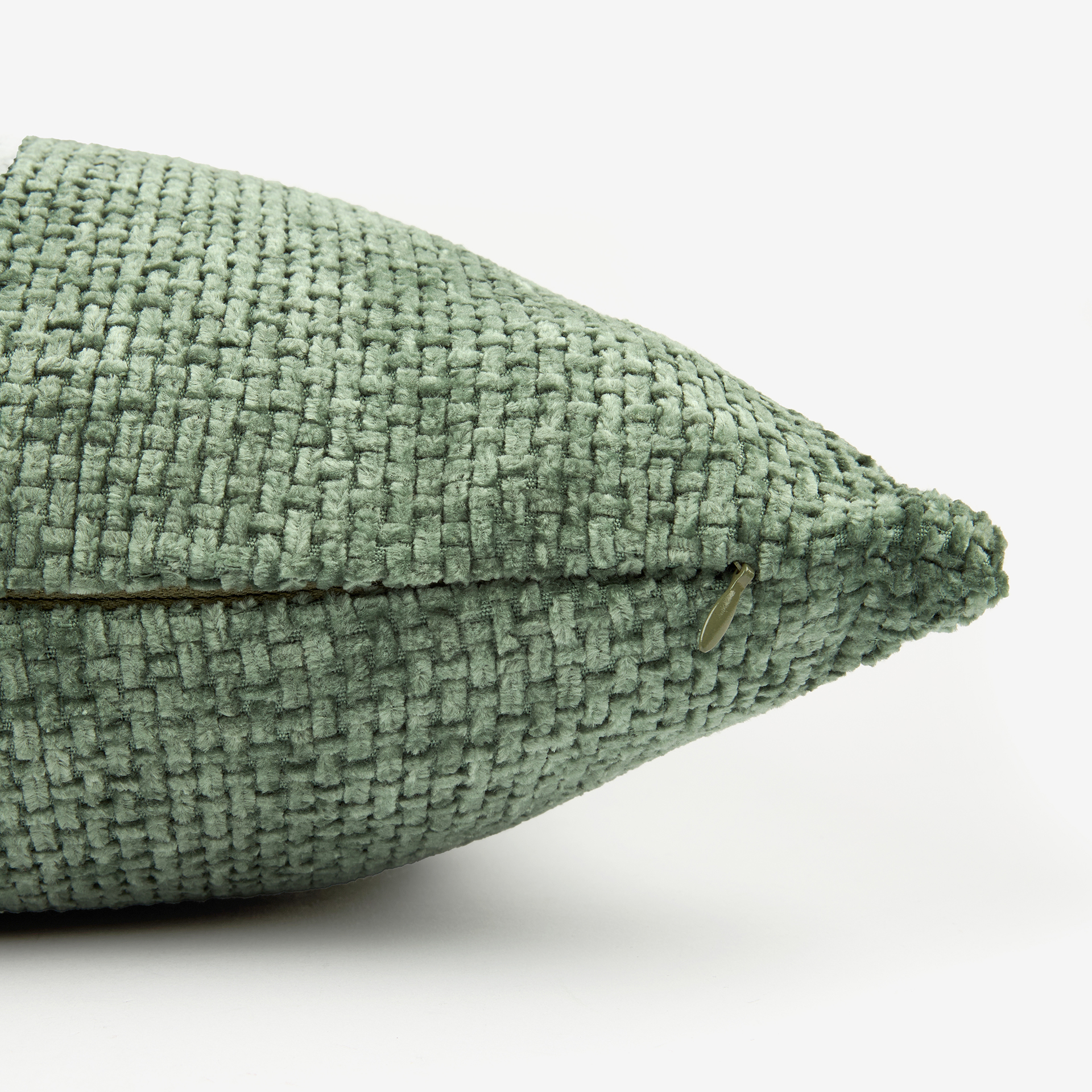 Funda de cojín chenilla verde 45x45cm