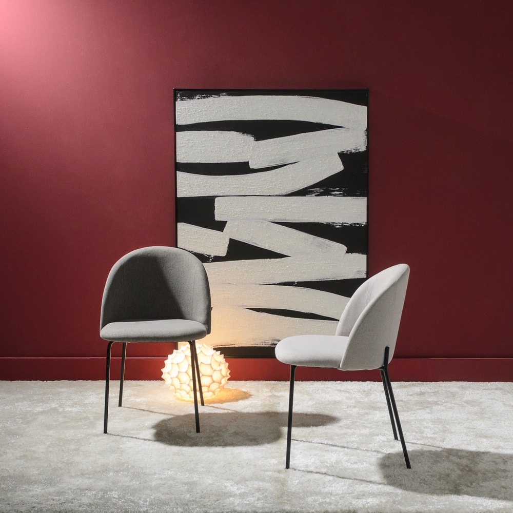 Set de 2 sillas de comedor de metal con tela gris Caleb 50x54x78cm