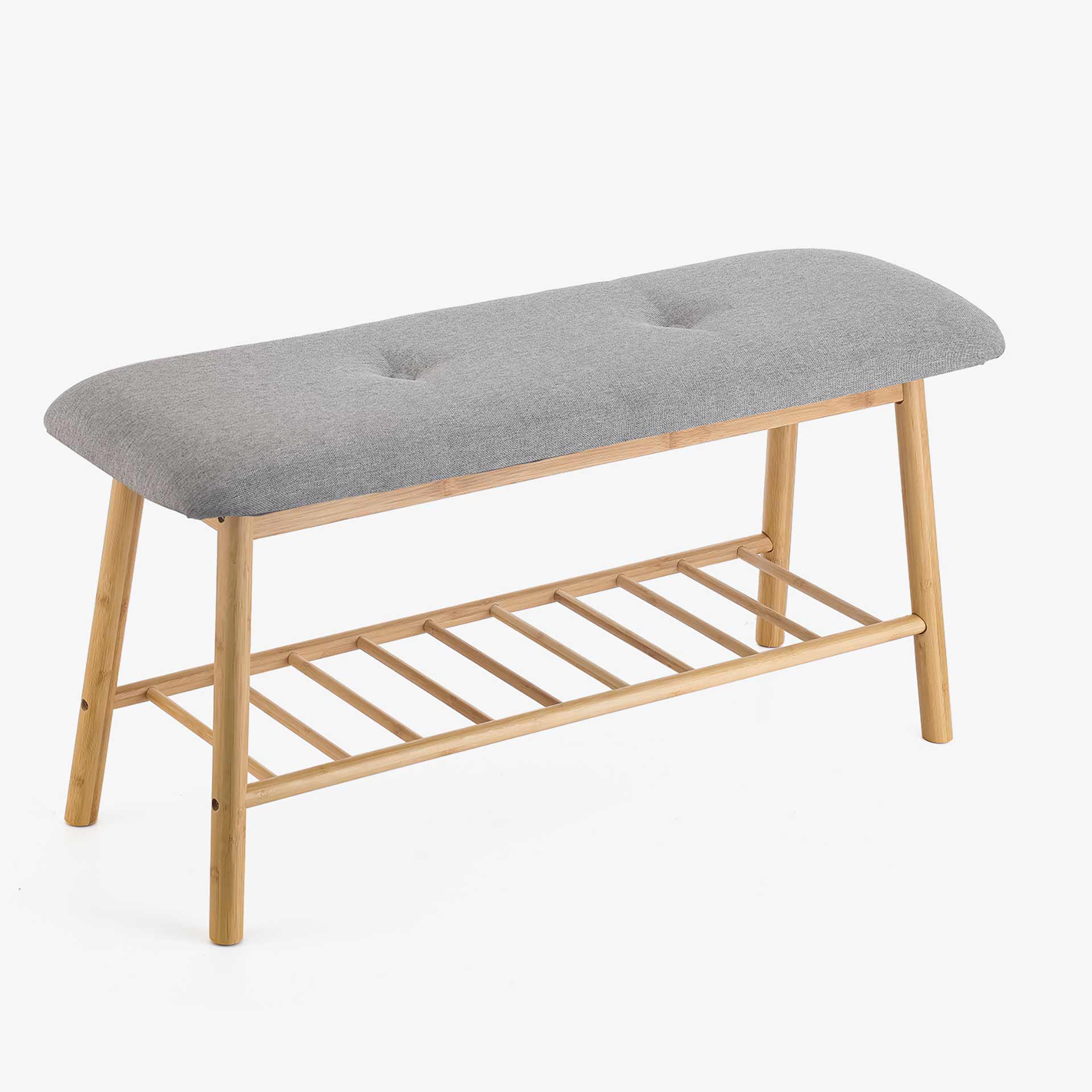 Banco zapatero gris 90x30x45 Bambu
