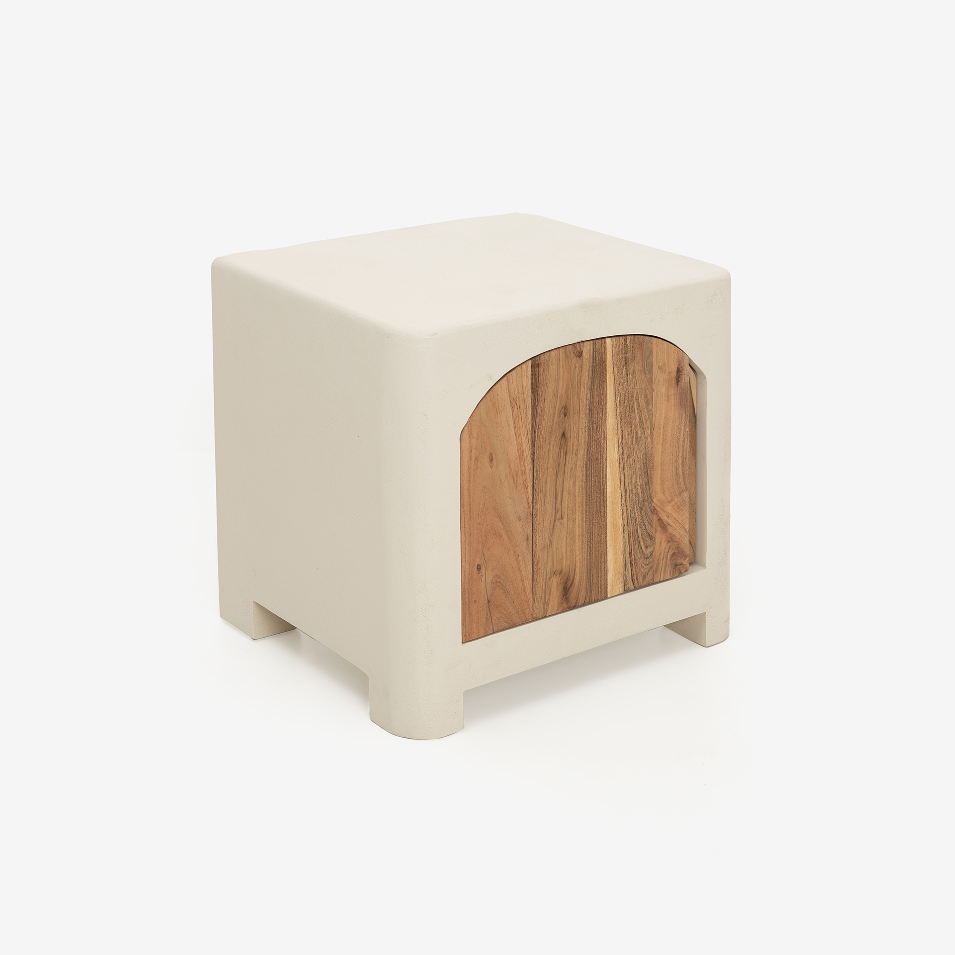 Mesita de noche de madera de acacia y microcemento Kurli 50x40x45cm Clau&Chloe