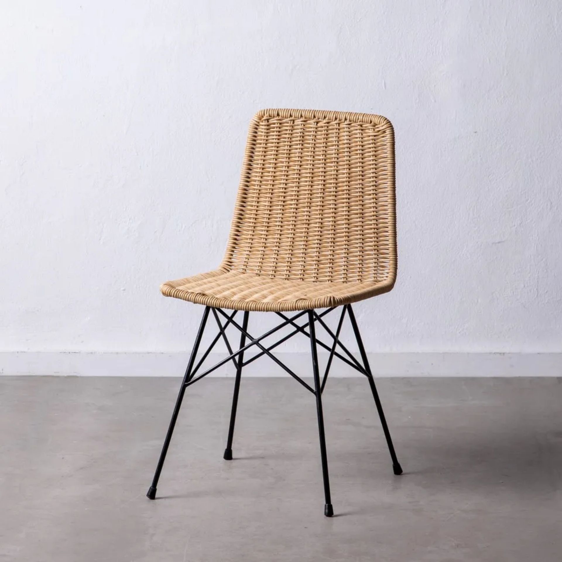 Silla de interior y exterior de rat&aacute;n sint&eacute;tico 45x41x83cm