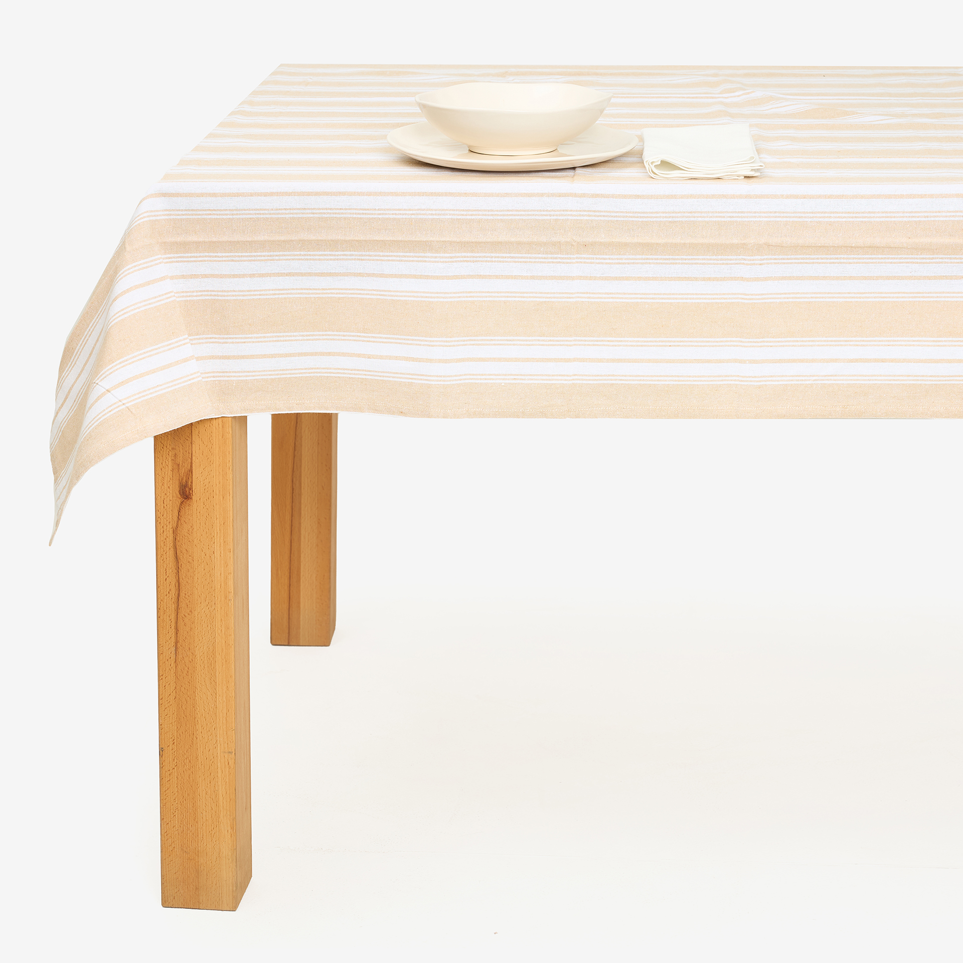 Mantel de algod&oacute;n beige Be&ntilde;at 140x140cm