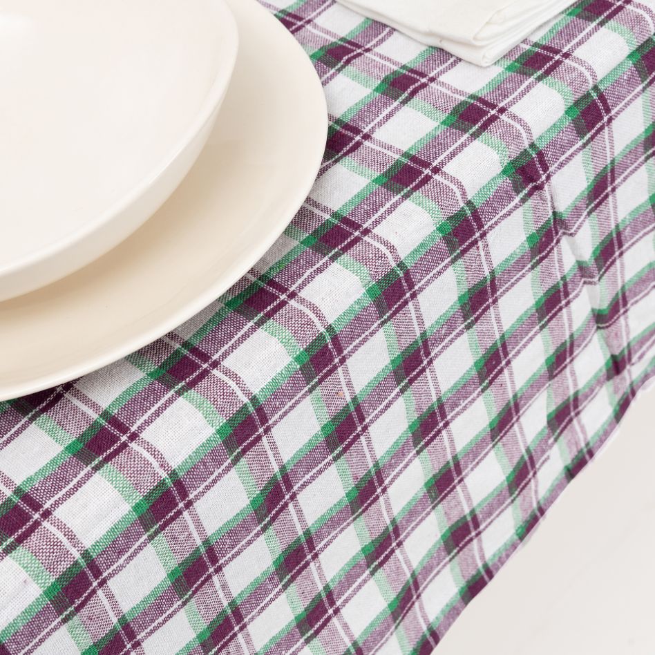 Mantel de algod&oacute;n con estampado de cuadros 150x200cm