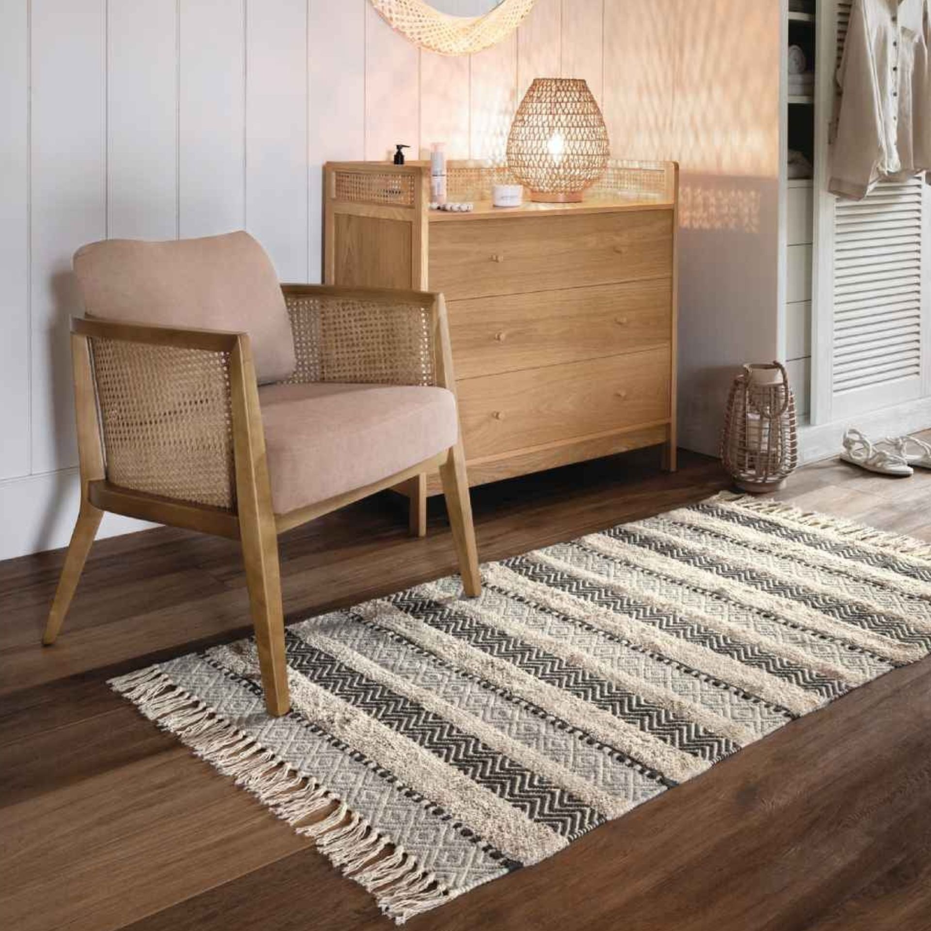 Butaca de mimbre taupe Valeria 62x69x78cm