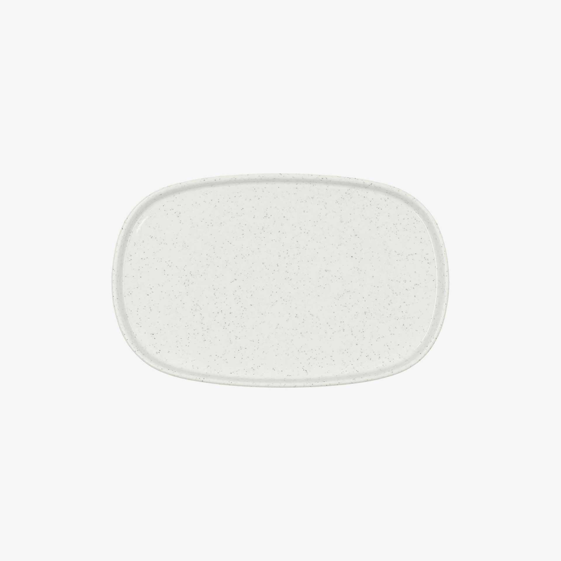 Bandeja moteada de cer&aacute;mica blanca Orizon &Oslash;18,5cm