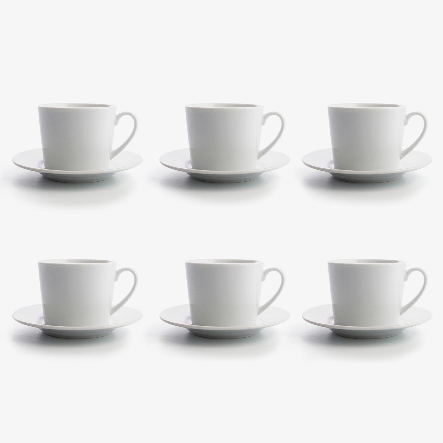 Set de 6 tazas de t&eacute; de porcelana 220cl