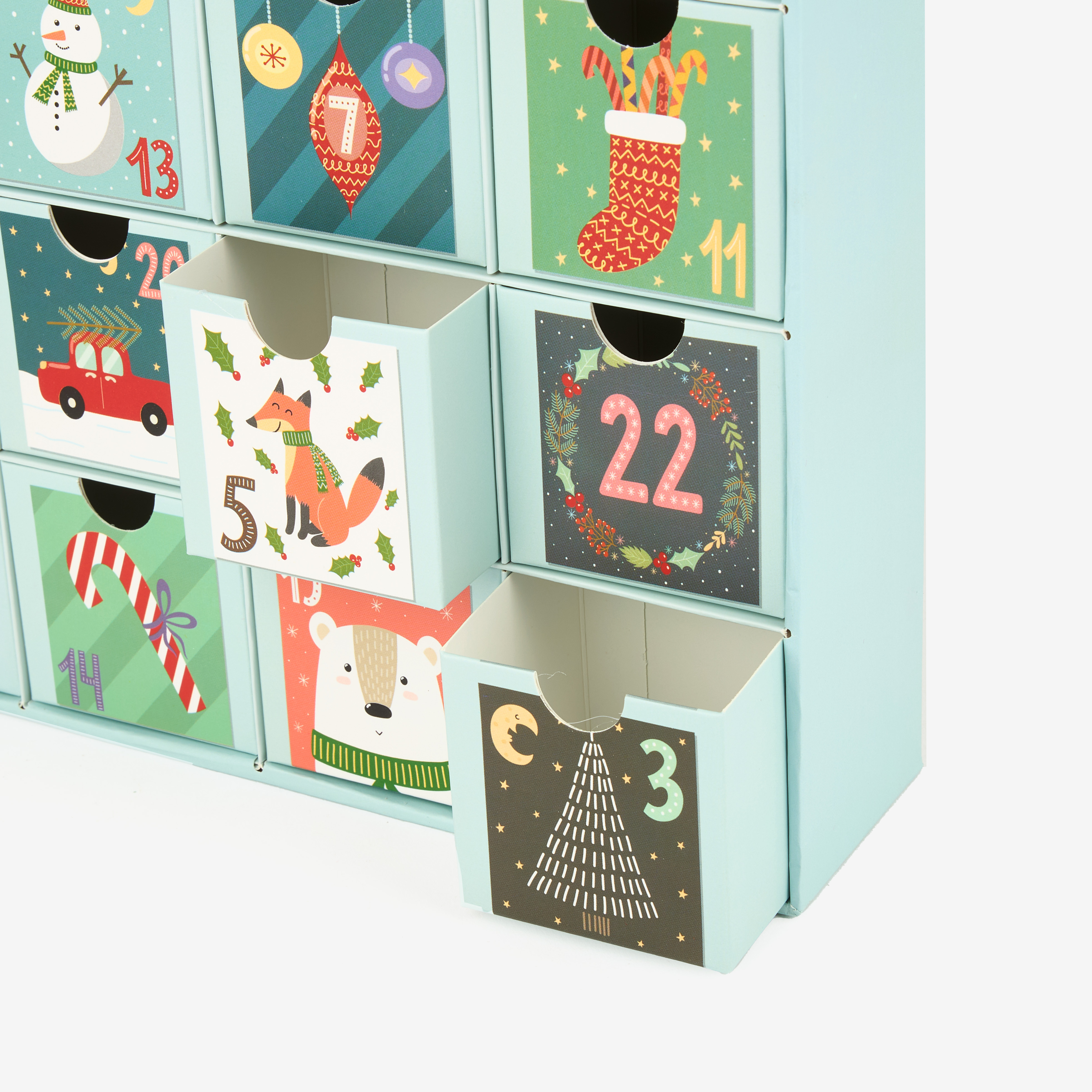 Calendario de adviento de cartón Dibujos Navideños 38cm