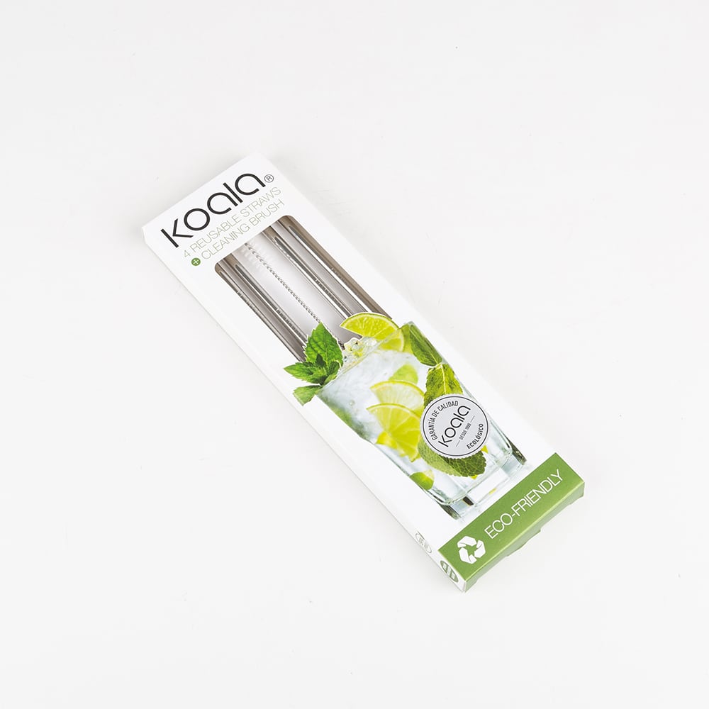 Set de 4 pajitas de acero inoxidable con cepillo Dalvik