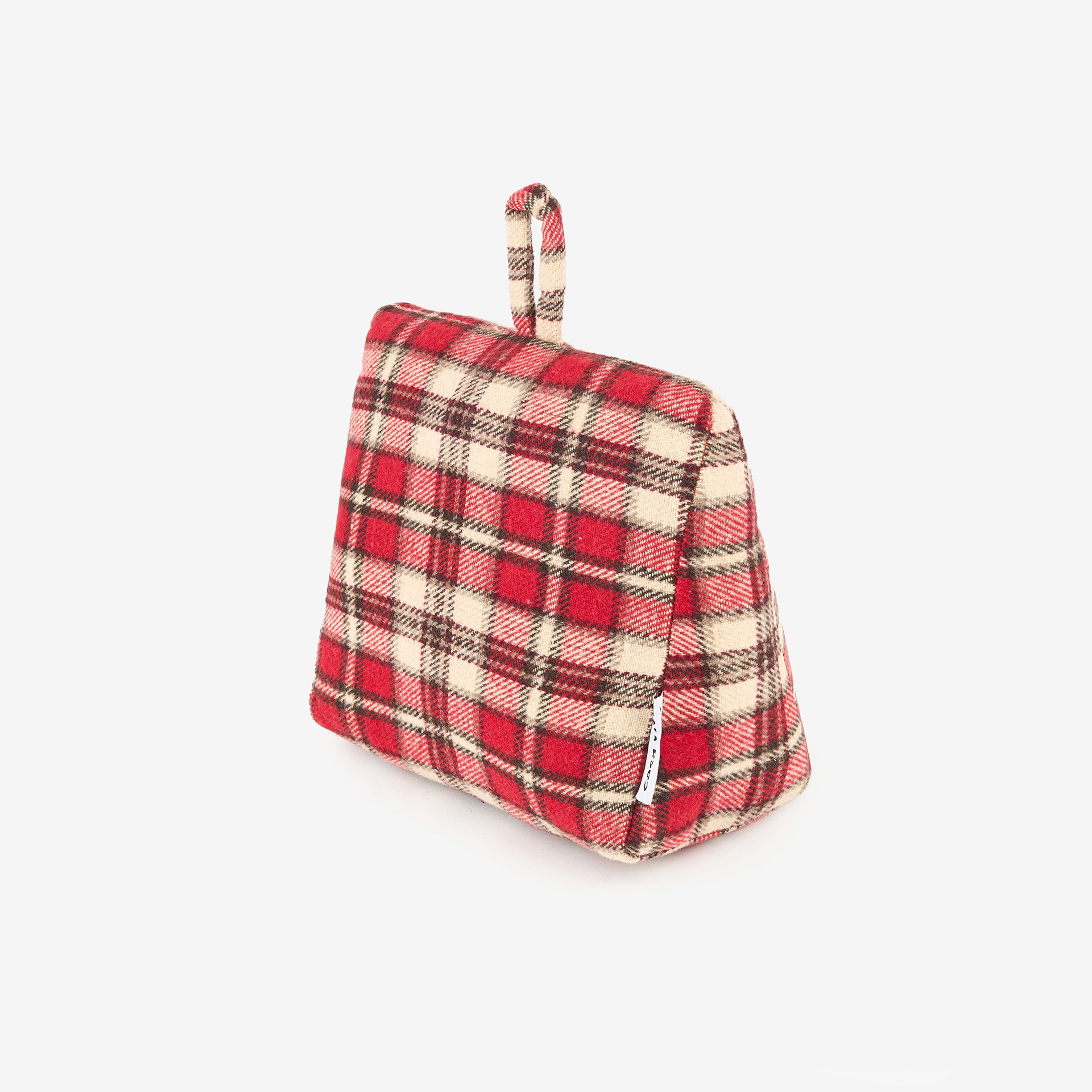 Tope de puerta de algodón cuadros rojos 18x10x17cm